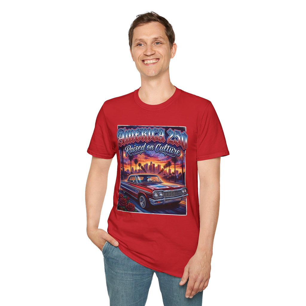 America 250 California "Raised on Culture" — Vintage Sunset Classic Car Patriotic