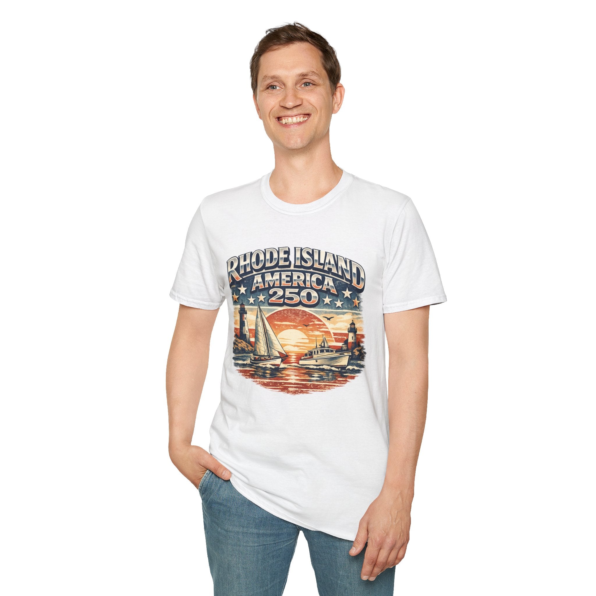 Rhode Island America 250 Shirt — Nautical Sunset Sailing Tee