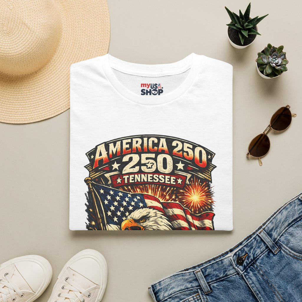 America 250 Tennessee Shirt — Land of the Free Patriotic Eagle Tee