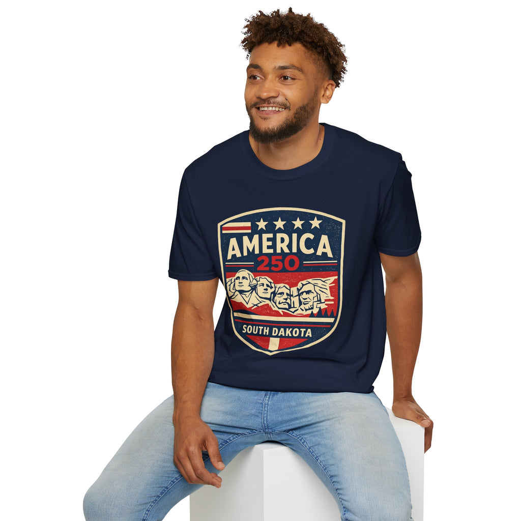 America 250 South Dakota Shirt — Retro Mount Rushmore USA Graphic Tee