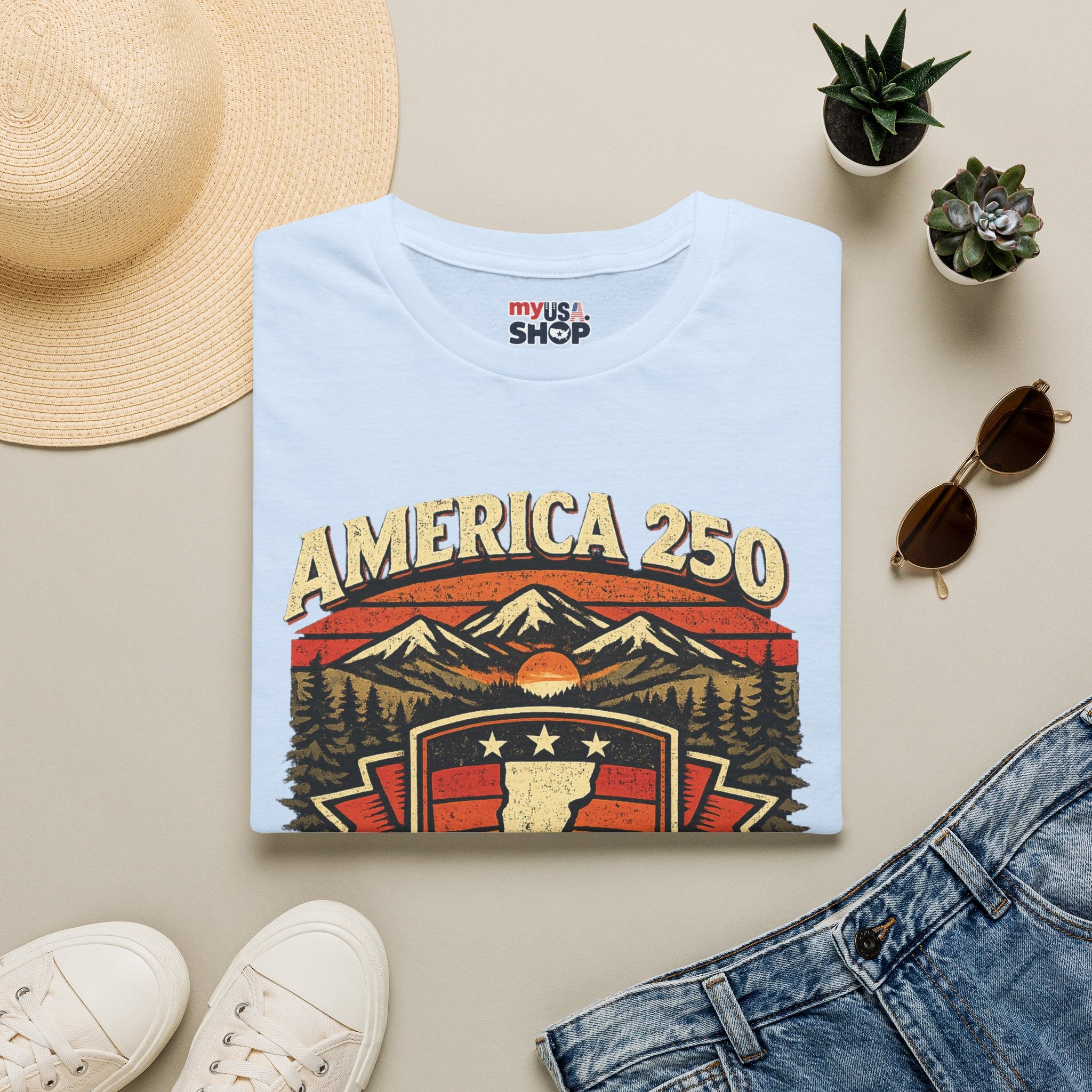 America 250 – 250 Years of American Freedom Vermont Vintage Tee Design