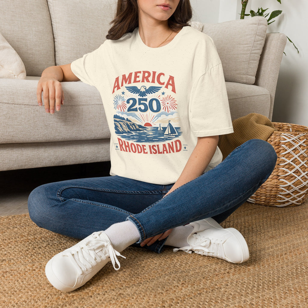 America 250 Rhode Island Shirt — Coastal Fireworks Patriotic Tee