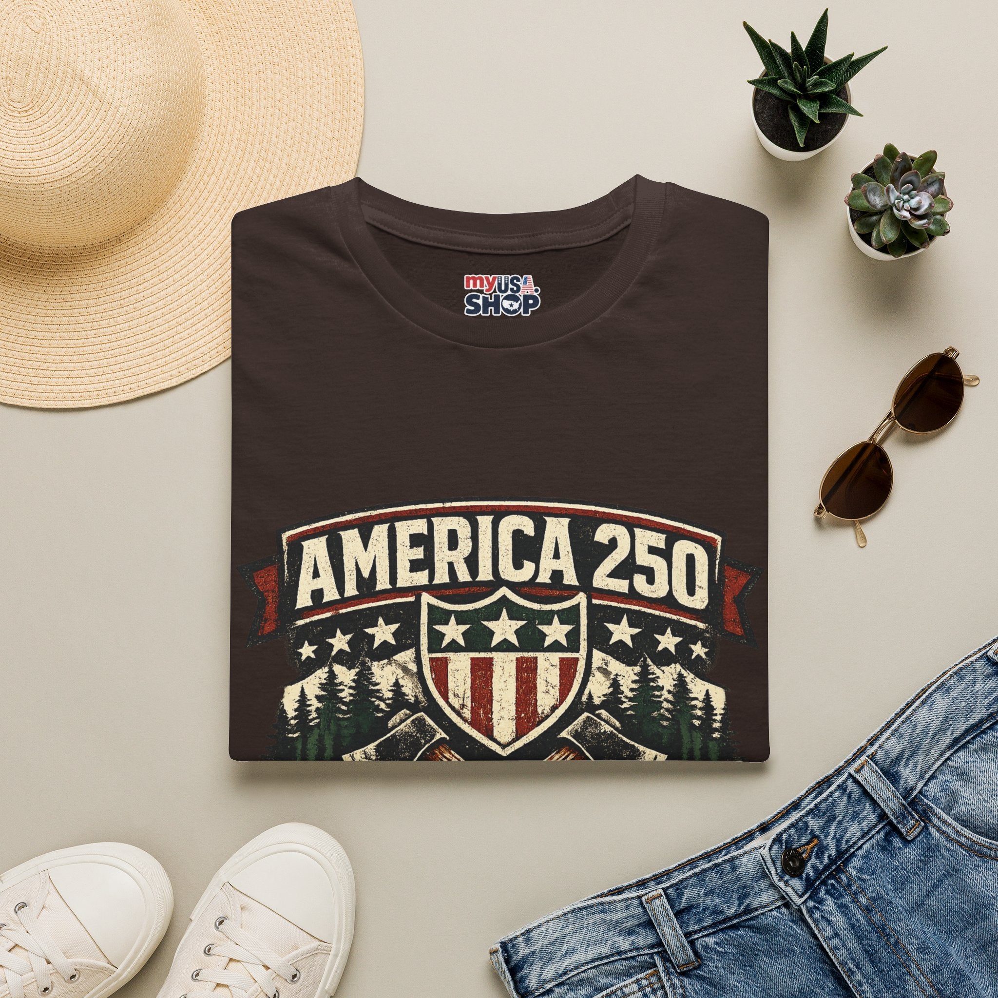 America 250 Shirt —Oregon  Rustic Timber Heritage Graphic Tee