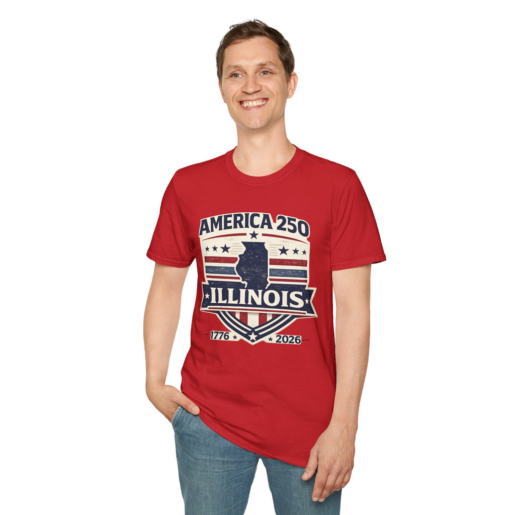 America 250 Illinois T-Shirt — 1776–2026 USA State Pride Tee