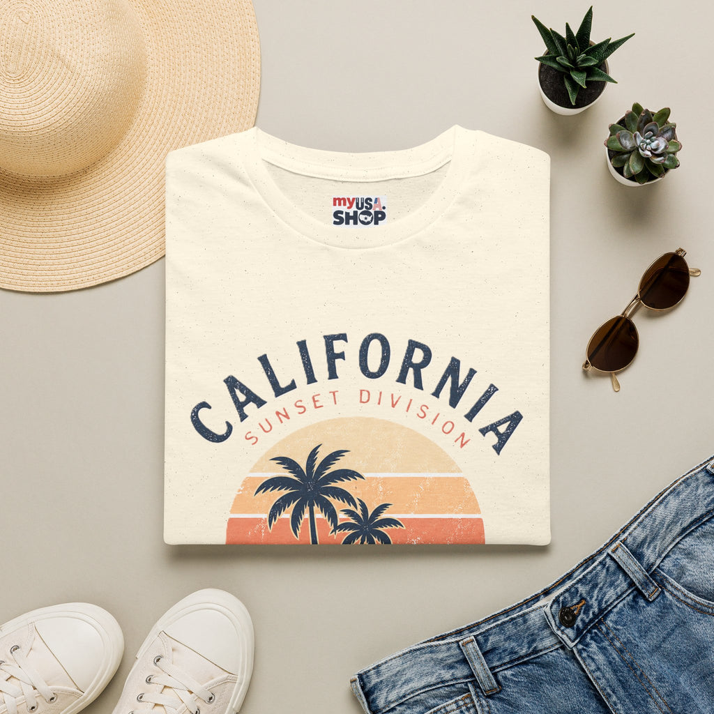 America 250 California Sunset T-Shirt — Palm Tree Retro Beach Tee