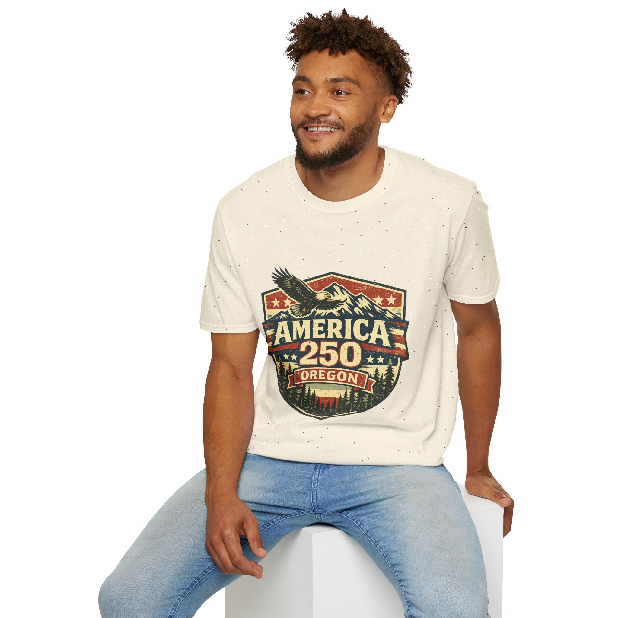 America 250 Shirt —Oregon  Mountain Eagle Wilderness Badge Tee