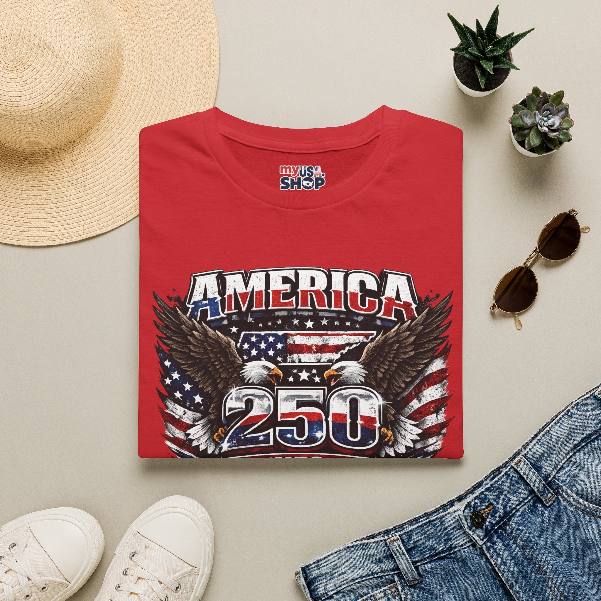 America 250 Tennessee T-Shirt — Vintage Patriotic Eagle Graphic Tee