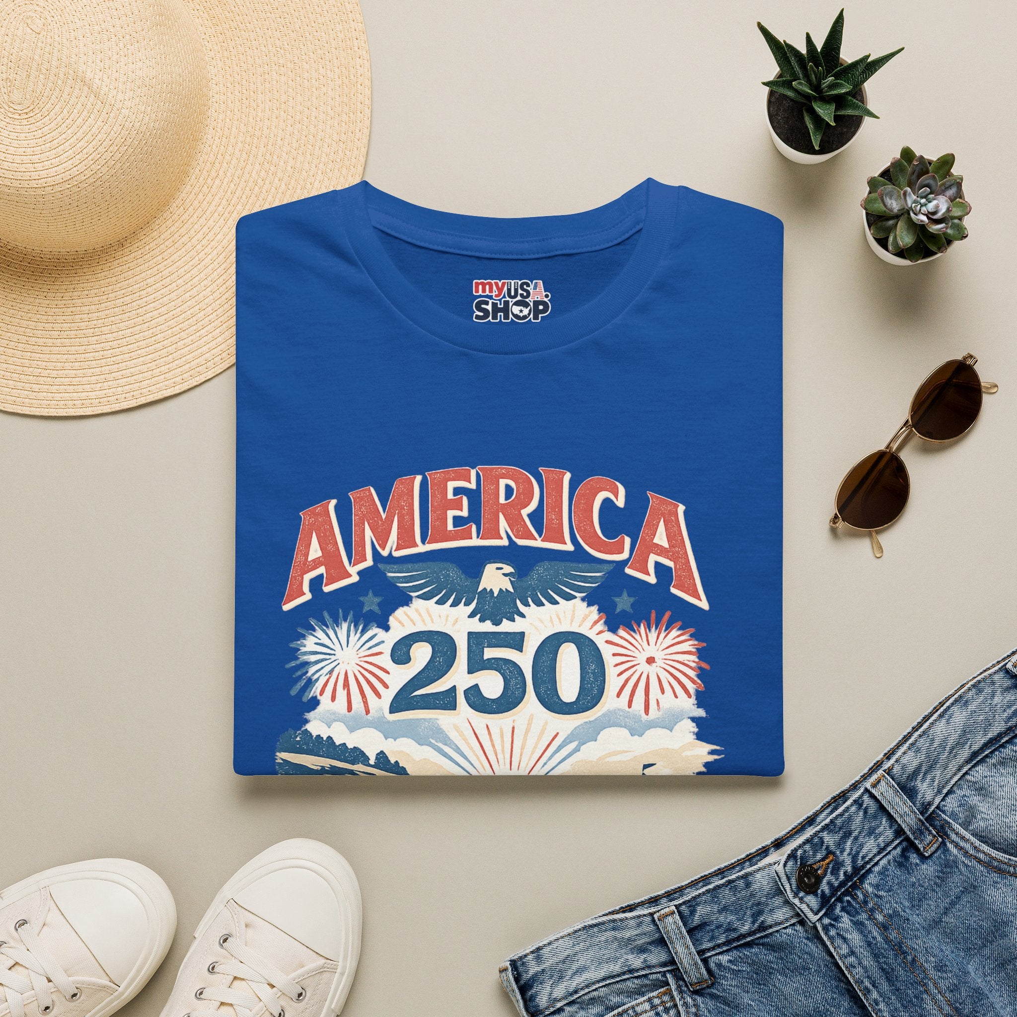 America 250 Rhode Island Shirt — Coastal Fireworks Patriotic Tee