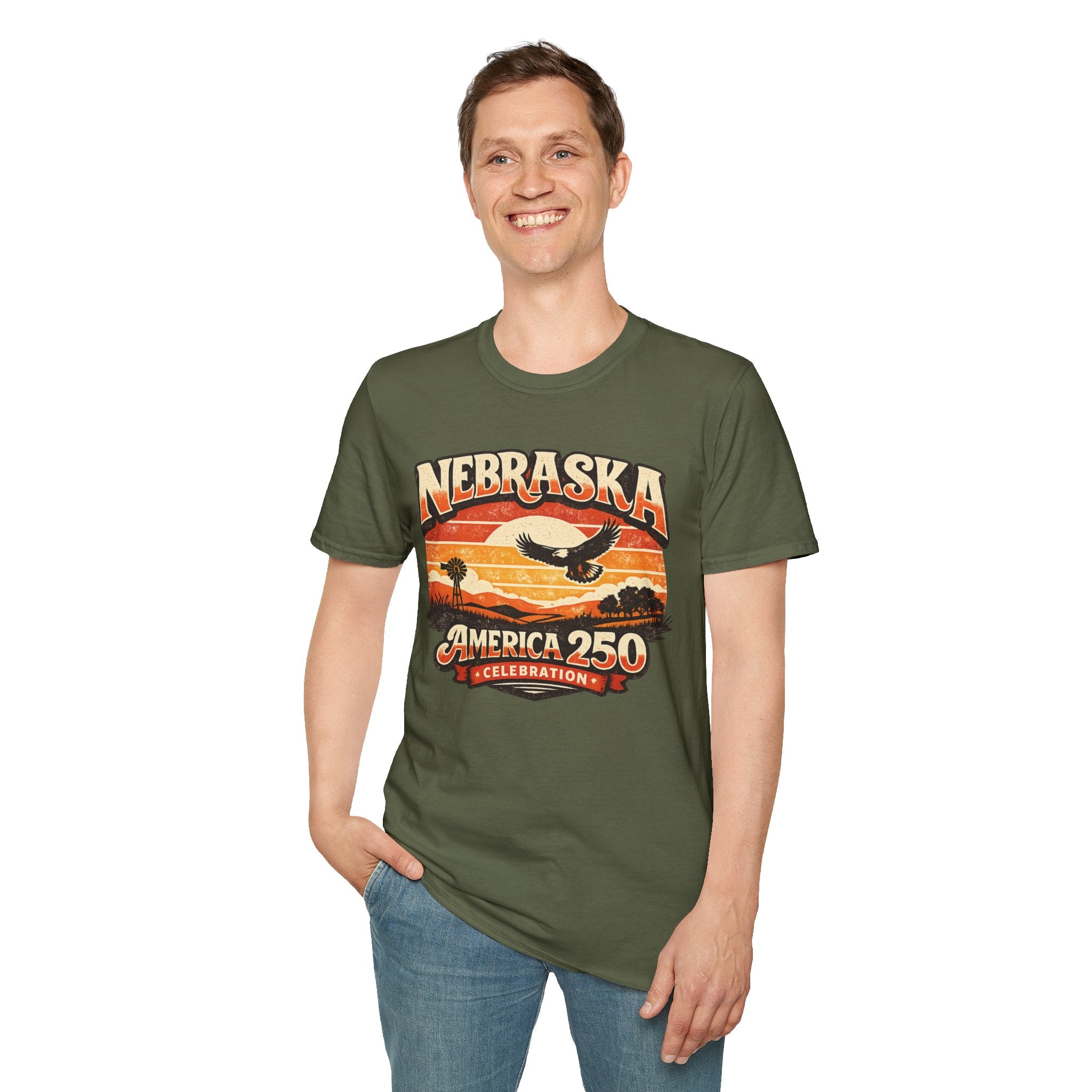 Nebraska America 250 Retro Sunset T-Shirt