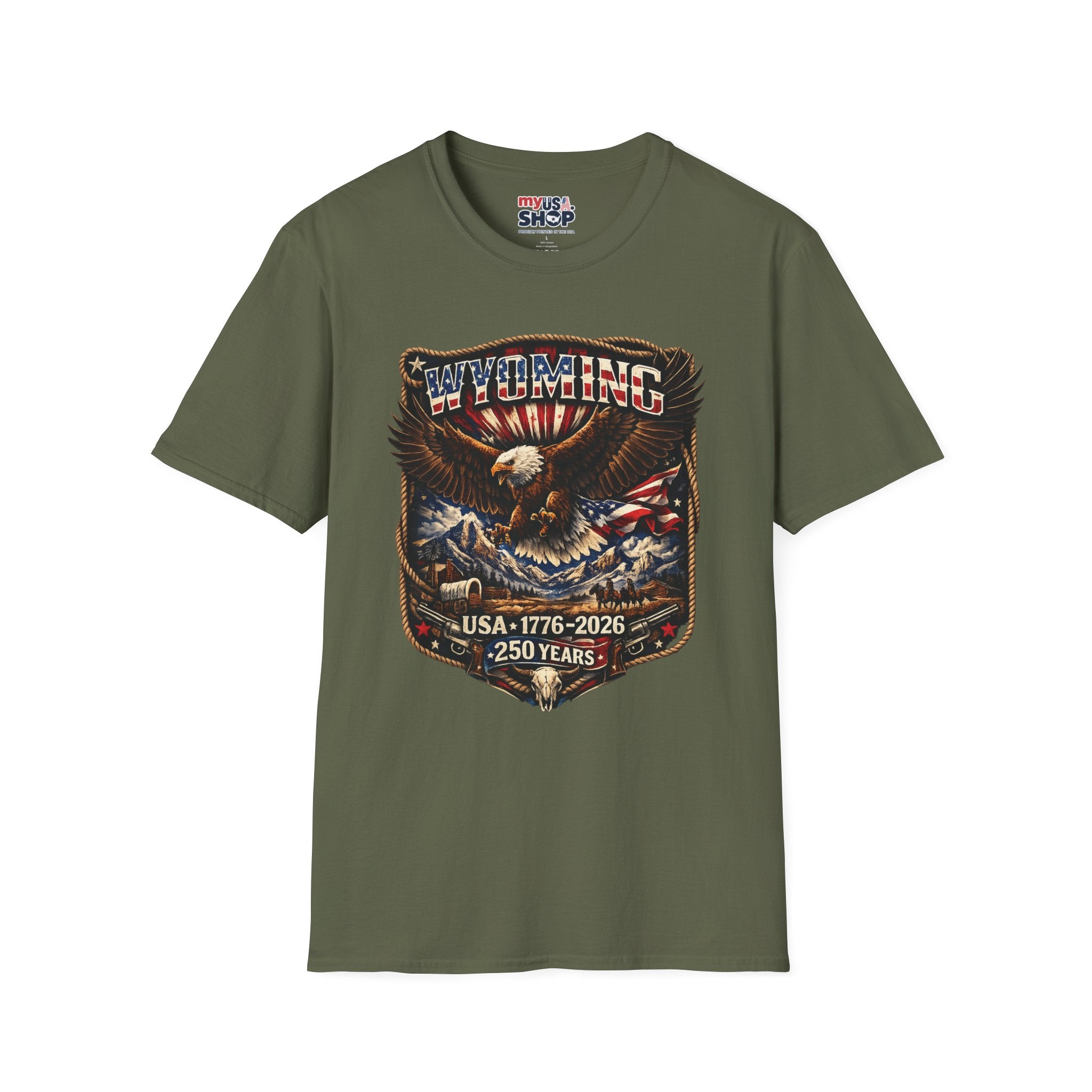 Wyoming Eagle T-Shirt — Patriotic America 250th Anniversary Graphic Tee