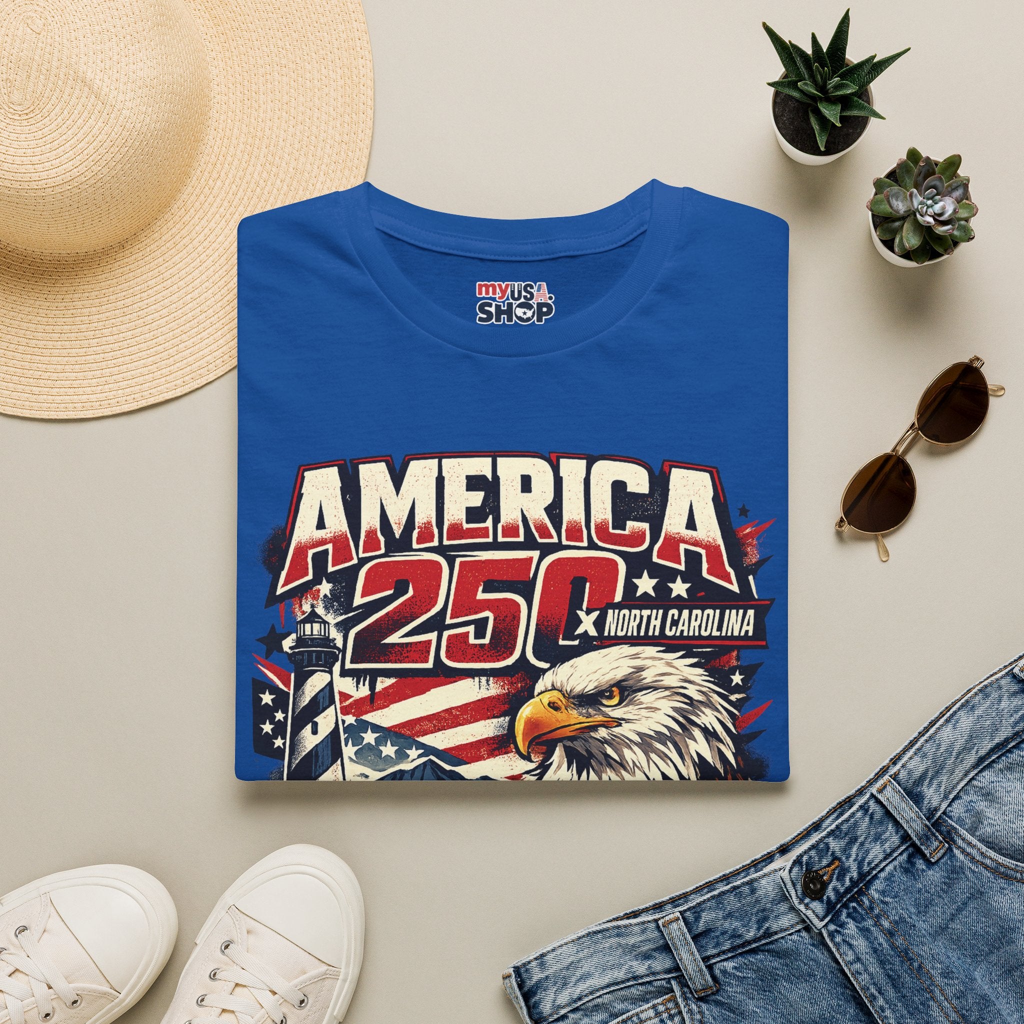 America 250 North Carolina Eagle T-Shirt – Patriotic July 4th Graphic Tee