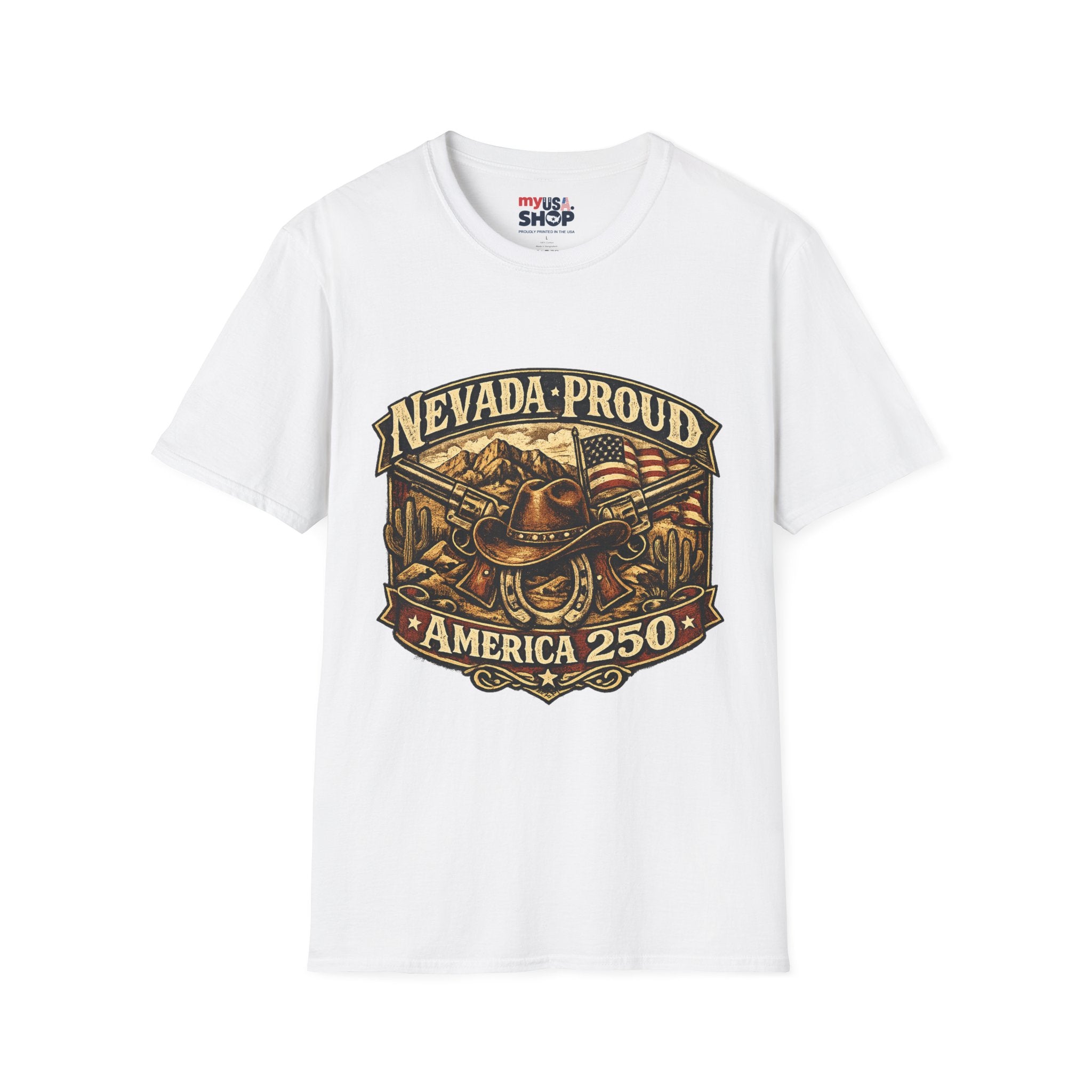 America 250 Nevada Proud T-Shirt — Vintage American Western Design