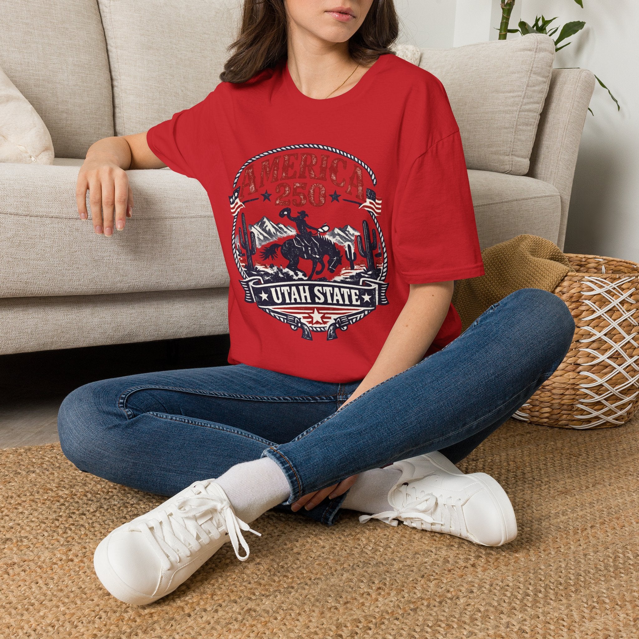 America 250 Utah State Shirt — Retro Rodeo Freedom Graphic Tee
