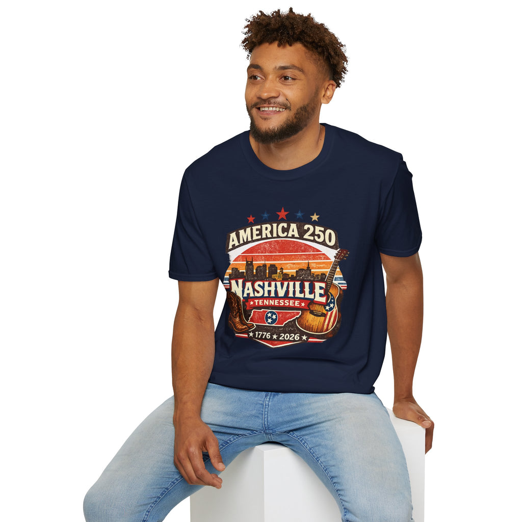 America 250 Nashville Tennessee T-Shirt — Patriotic Music City Graphic Tee