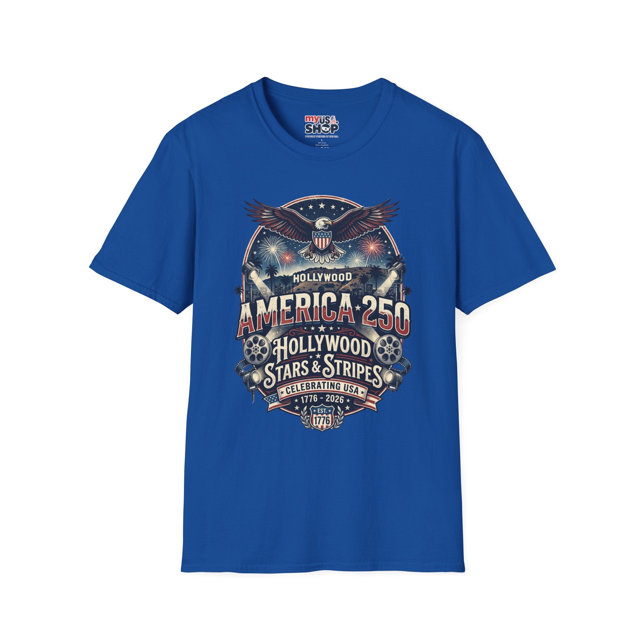 America 250 Graphic T-Shirt — Hollywood Stars & Stripes Eagle Design