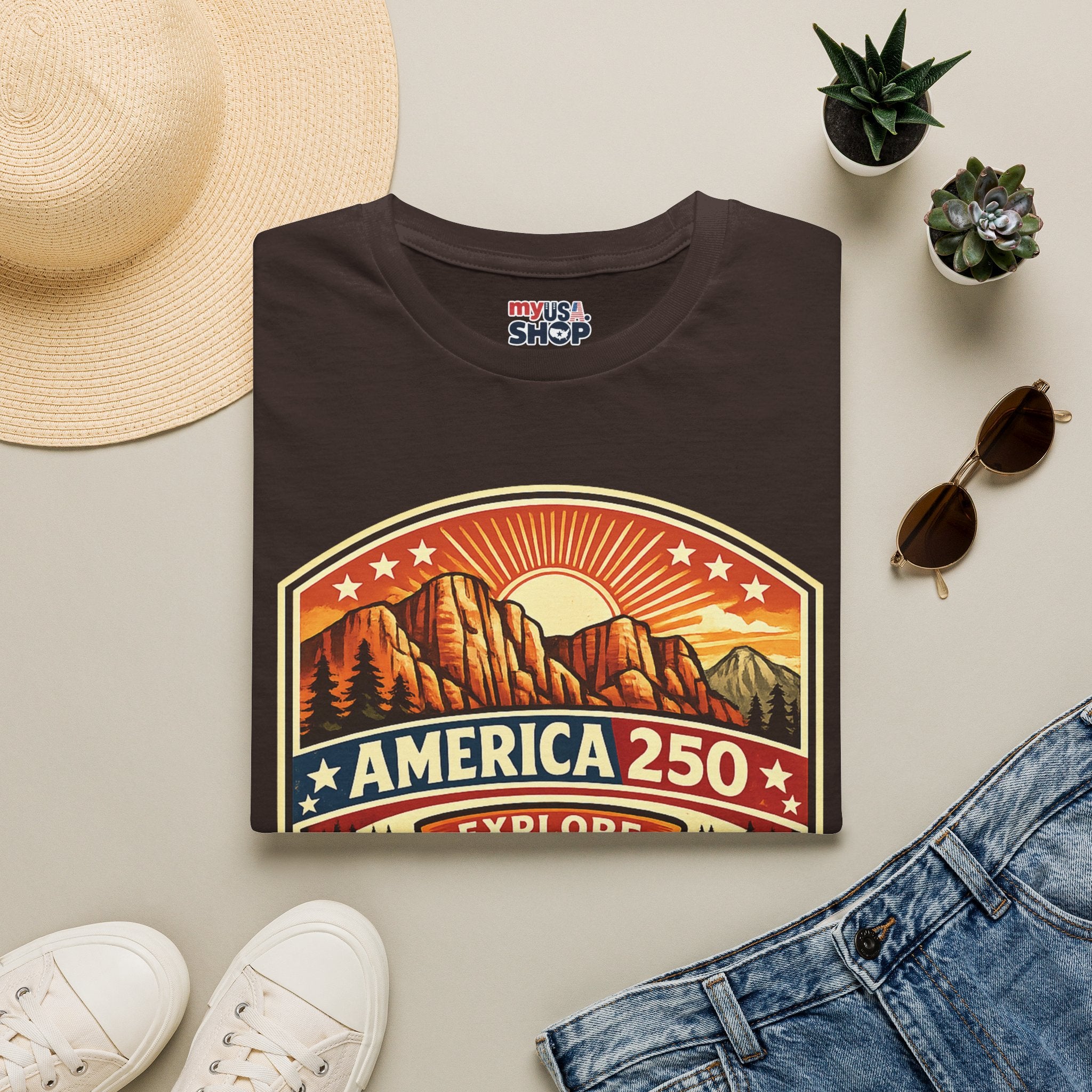 America 250 T-Shirt Utah Explore Freedom Vintage National Park Badge