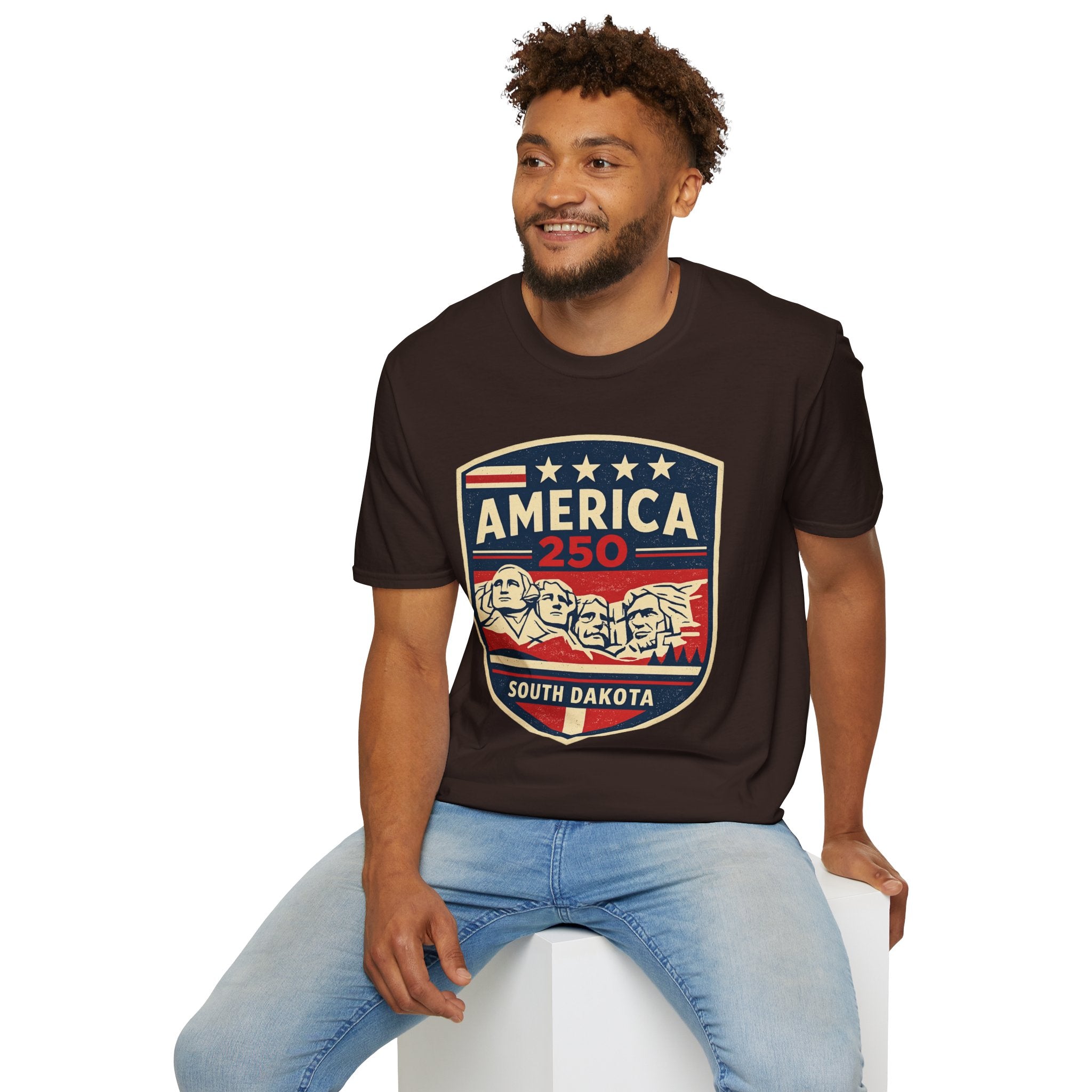 America 250 South Dakota Shirt — Retro Mount Rushmore USA Graphic Tee