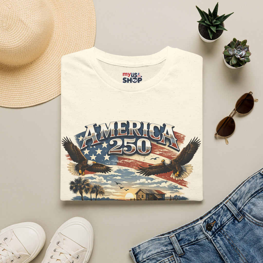 America 250 T-Shirt — South Carolina Patriotic Bald Eagles & Flag Graphic