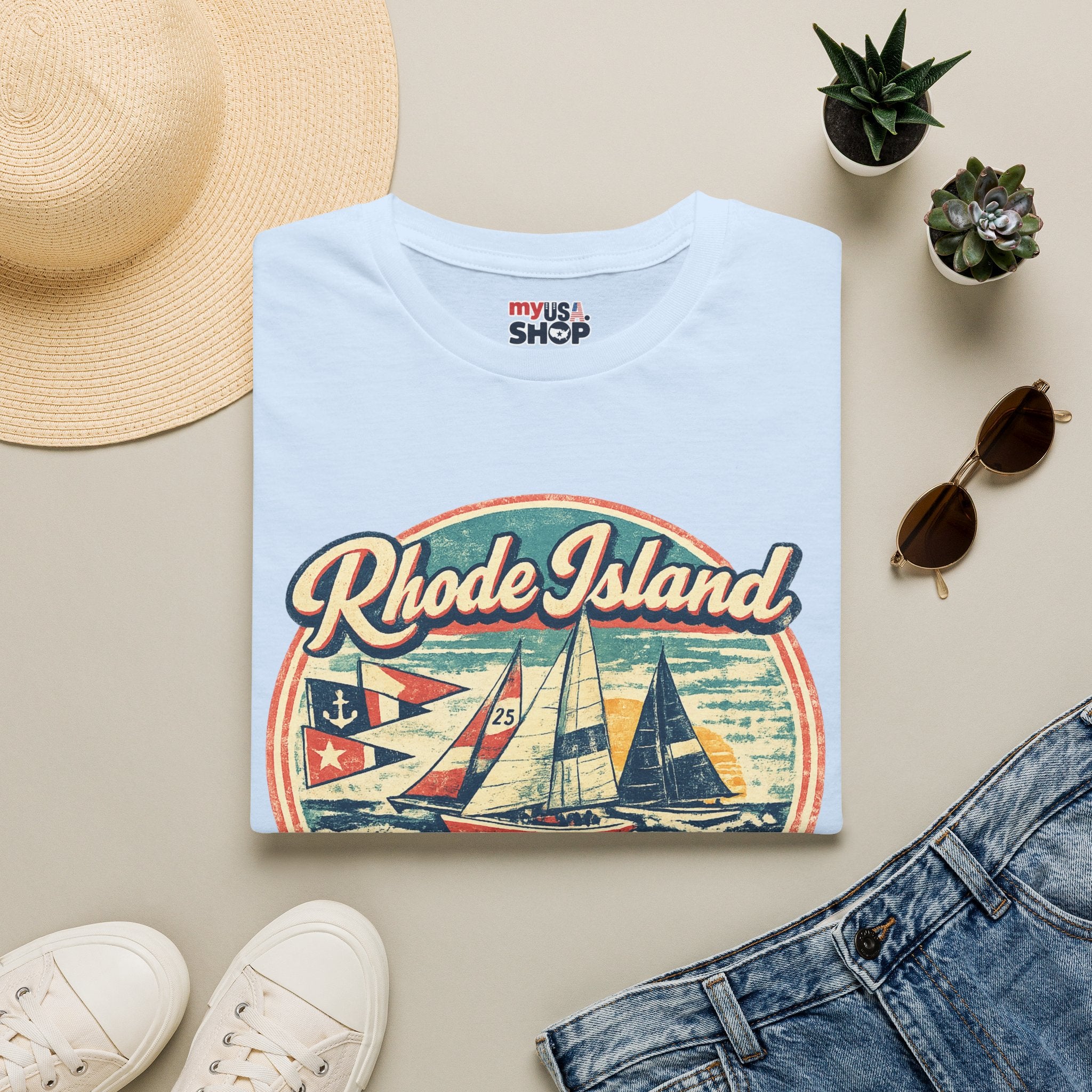 Rhode Island America 250 Shirt — Vintage Sailing Regatta Graphic Tee