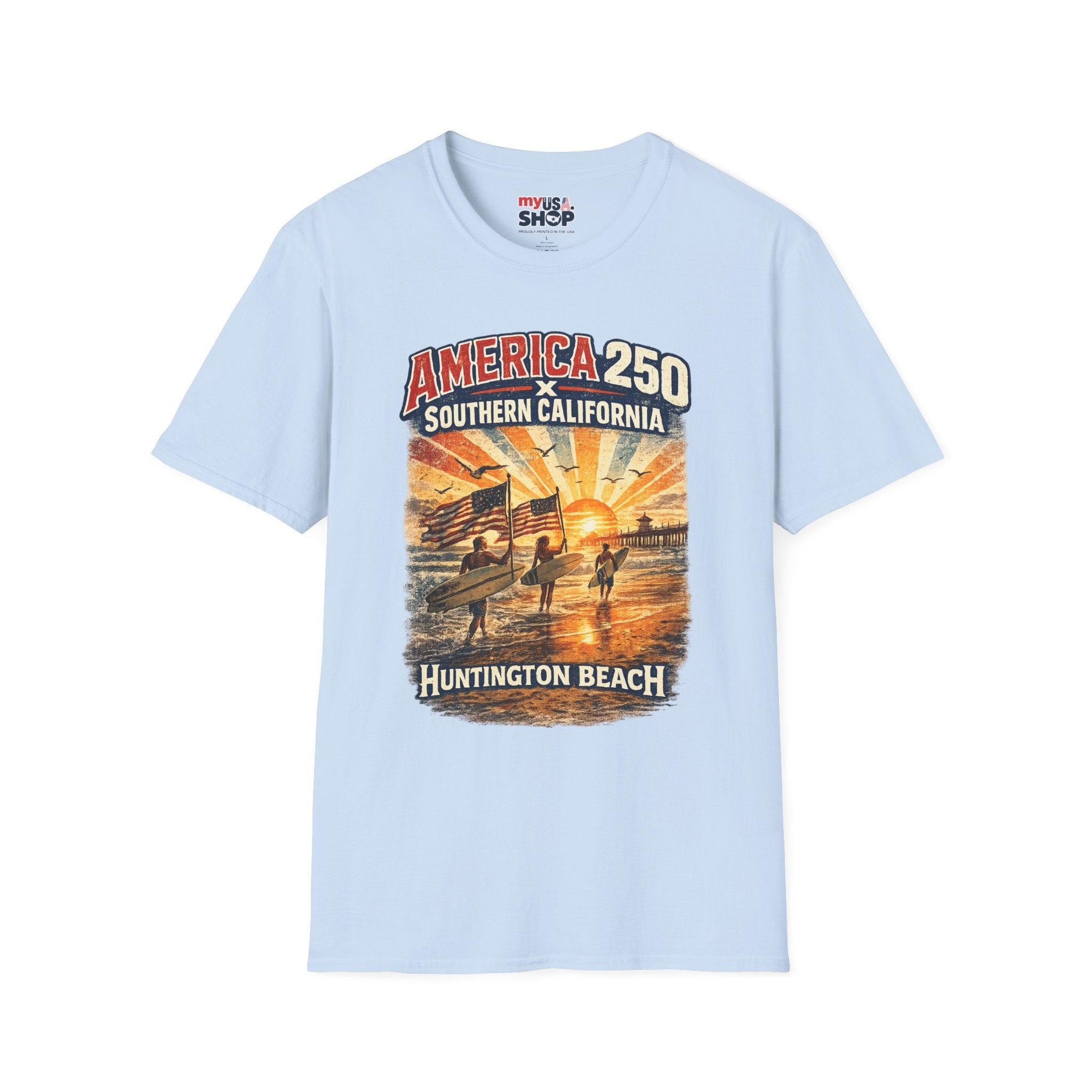 America 250 Southern California Huntington Beach Vintage Tee