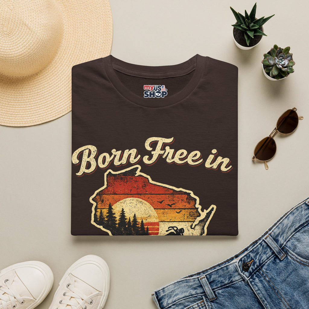Wisconsin Vintage "Born Free in" T-Shirt - America 250 Tee