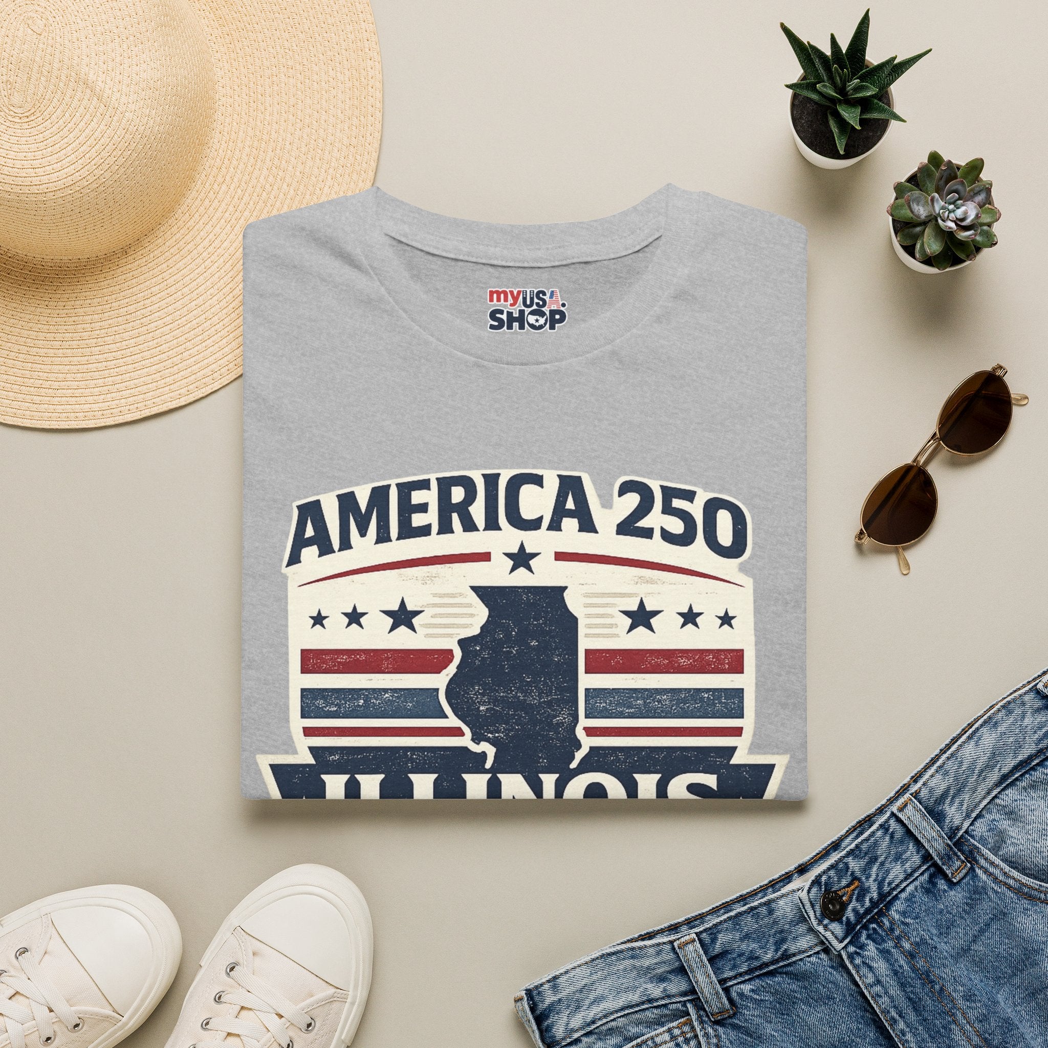 America 250 Illinois T-Shirt — 1776–2026 USA State Pride Tee