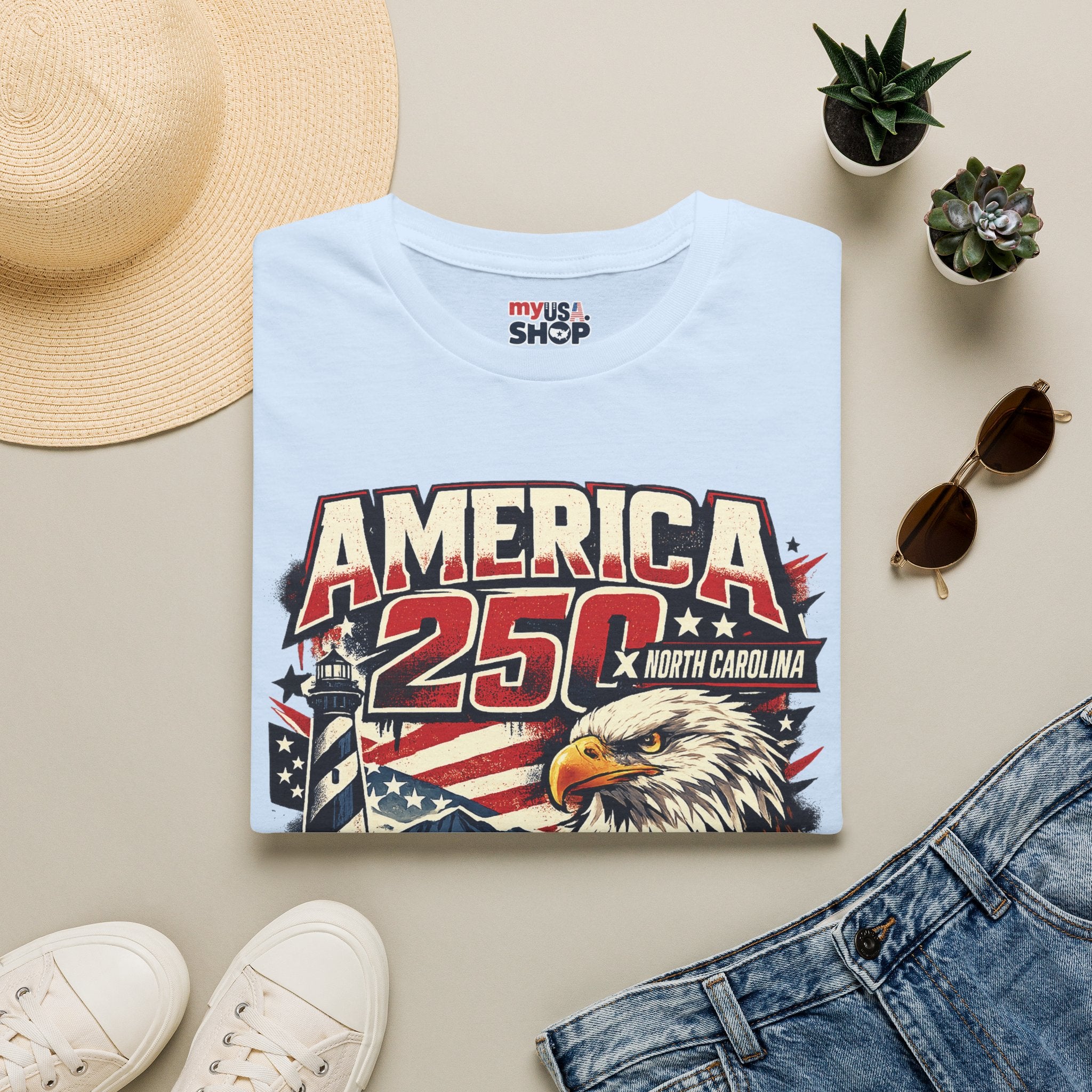 America 250 North Carolina Eagle T-Shirt – Patriotic July 4th Graphic Tee