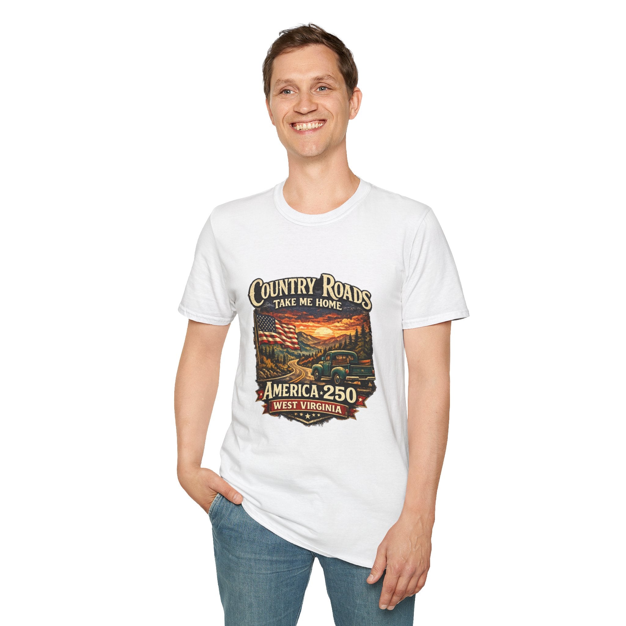 America 250 T-Shirt — "Take Me Home" West Virginia Scenic Graphic Tee