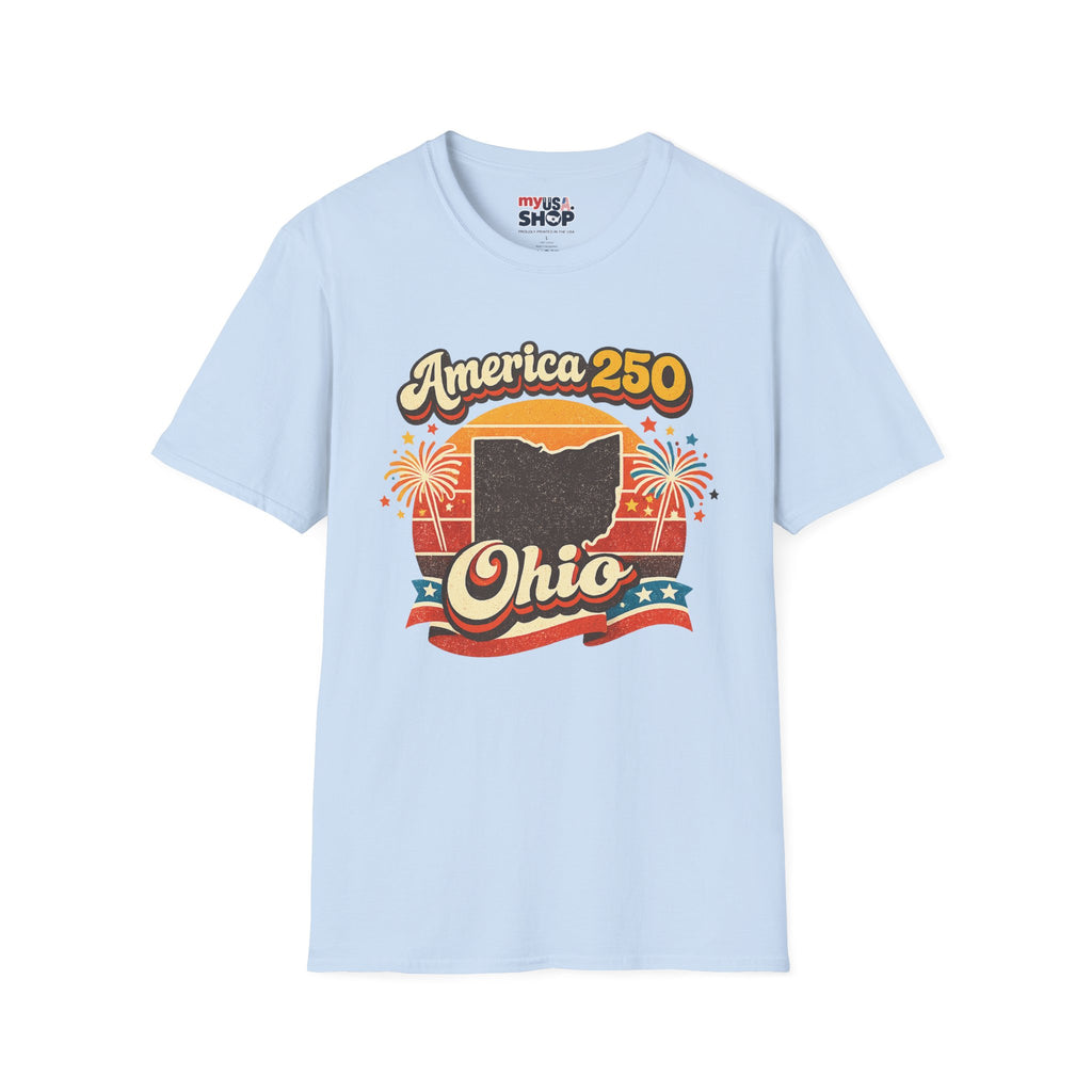 America 250 Ohio T‑Shirt — Retro Fireworks Bicentennial Celebration Tee