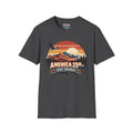 America 250 Retro Sunrise T-Shirt — West Virginia Scenic Eagle Design