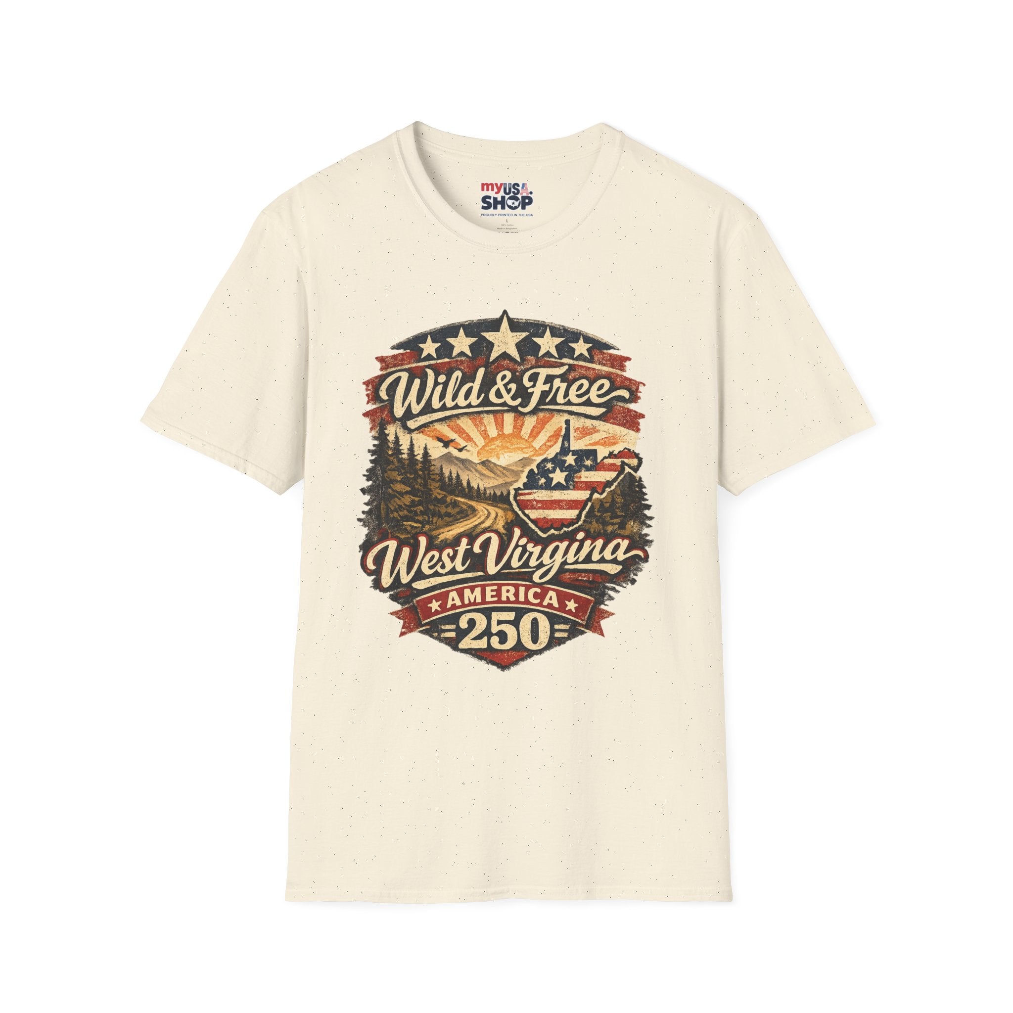 Wild & Free West Virginia T-Shirt — America 250 Mountain Sunset Tee