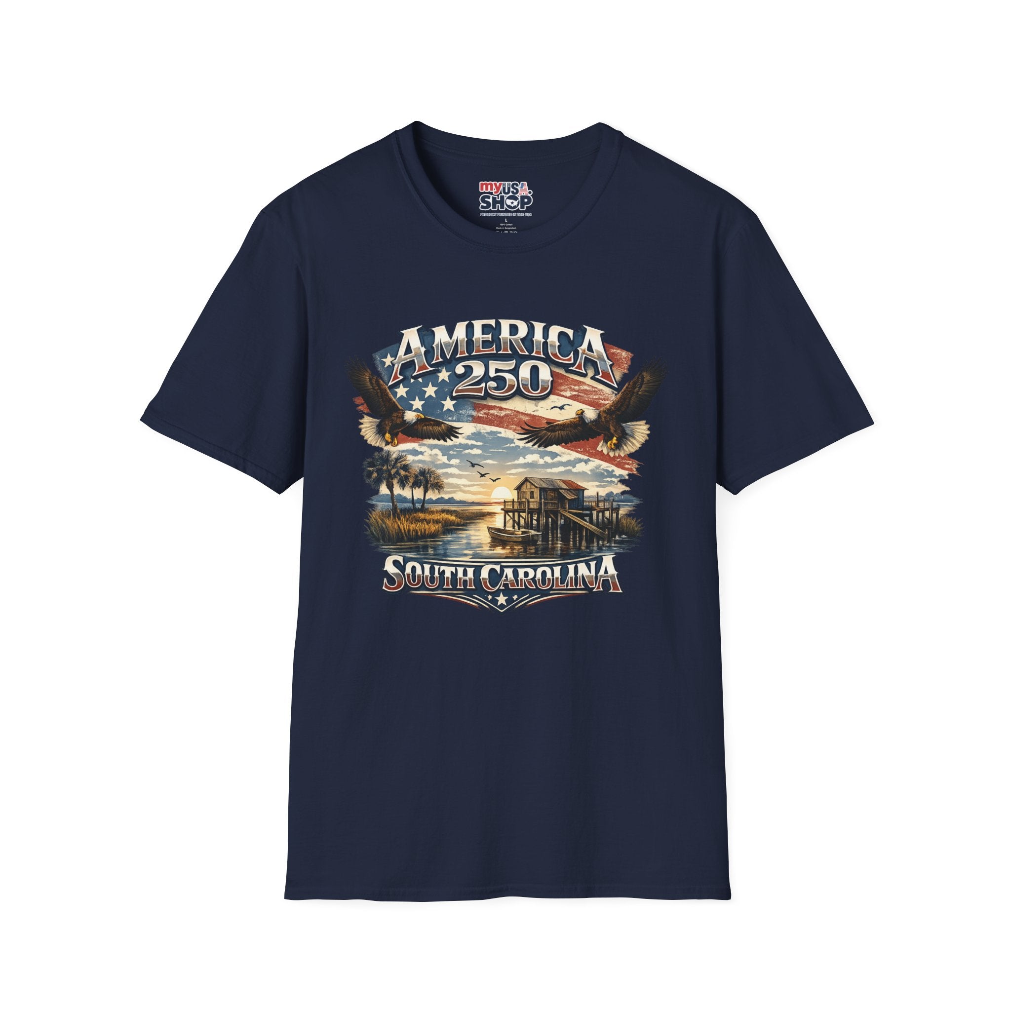 America 250 T-Shirt — South Carolina Patriotic Bald Eagles & Flag Graphic