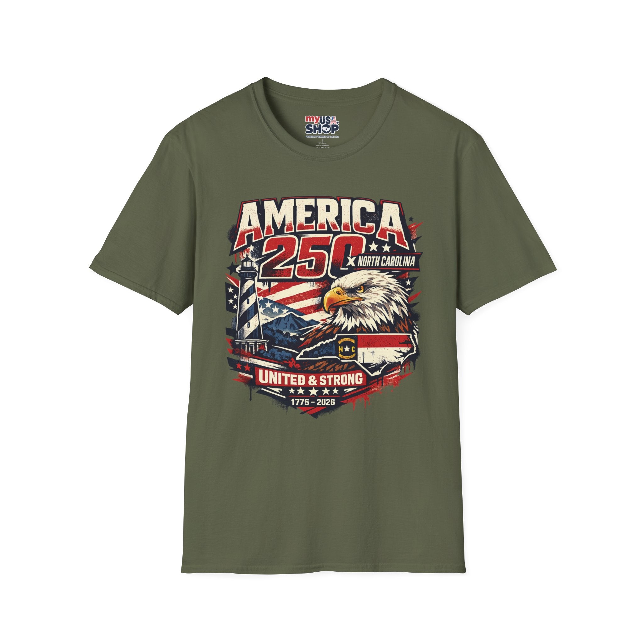 America 250 North Carolina Eagle T-Shirt – Patriotic July 4th Graphic Tee