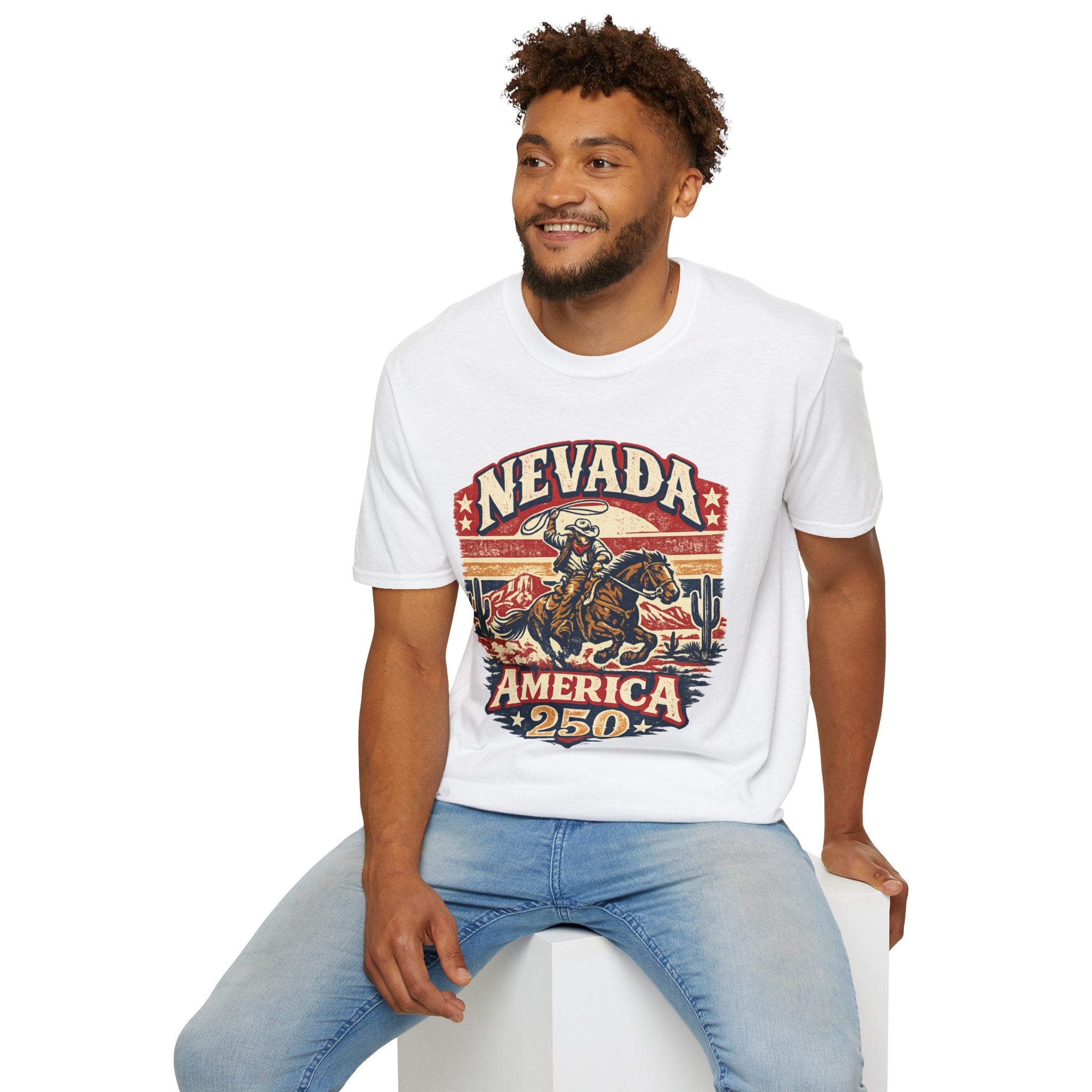 America 250 Nevada Rodeo Vintage T‑Shirt — Western Cowboy Graphic
