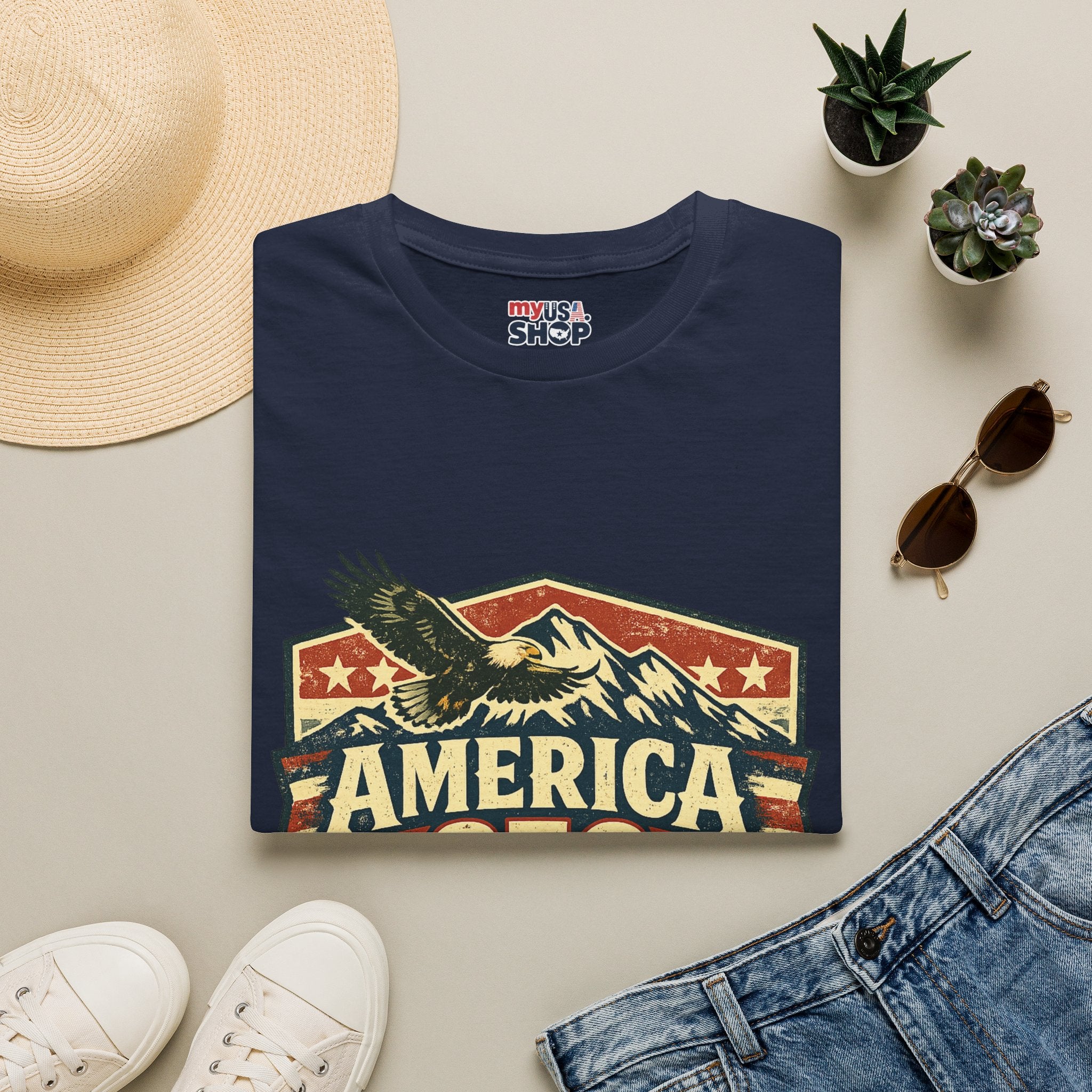 America 250 Shirt —Oregon  Mountain Eagle Wilderness Badge Tee