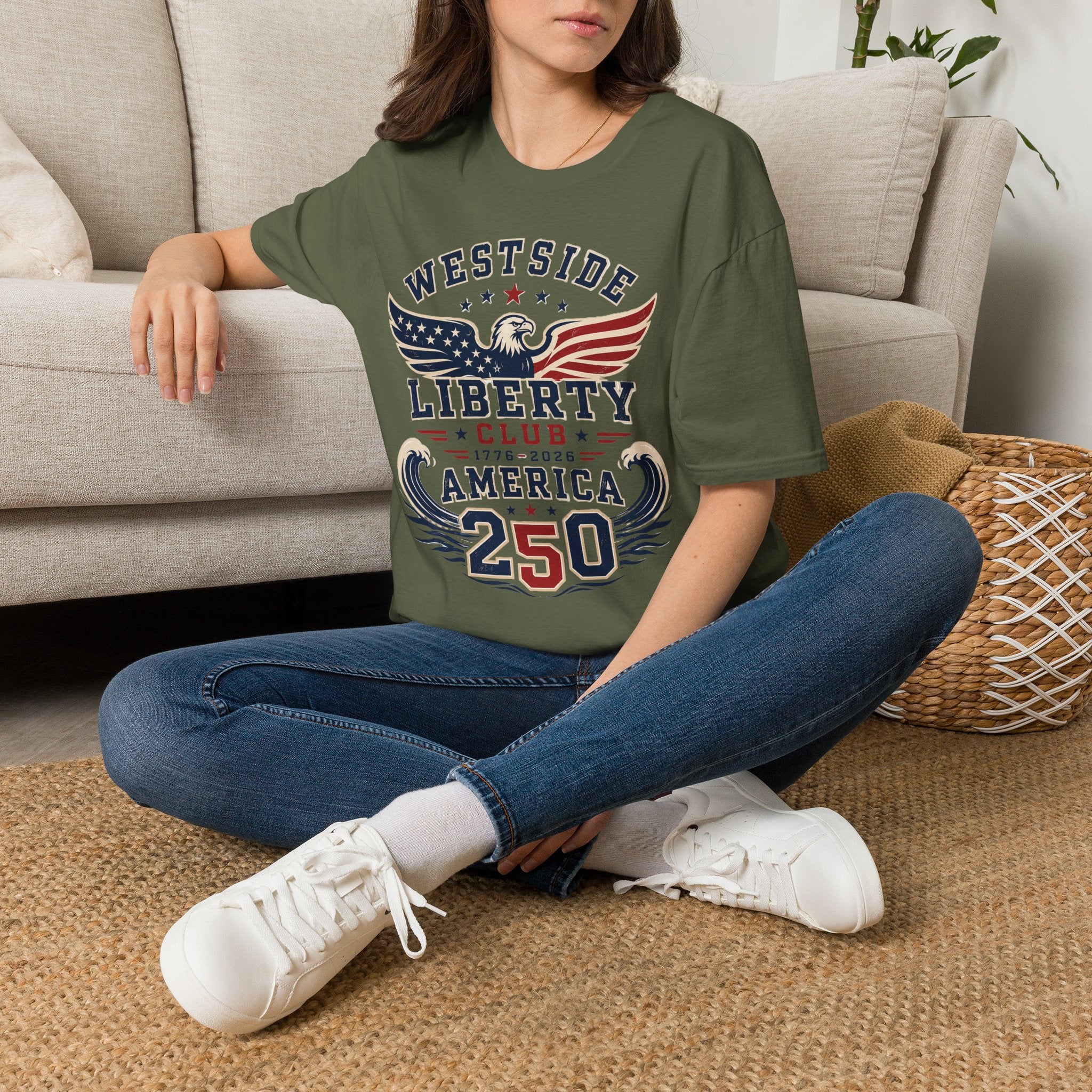 Westside Liberty Club T-Shirt — Patriotic Eagle America 250 Graphic Tee
