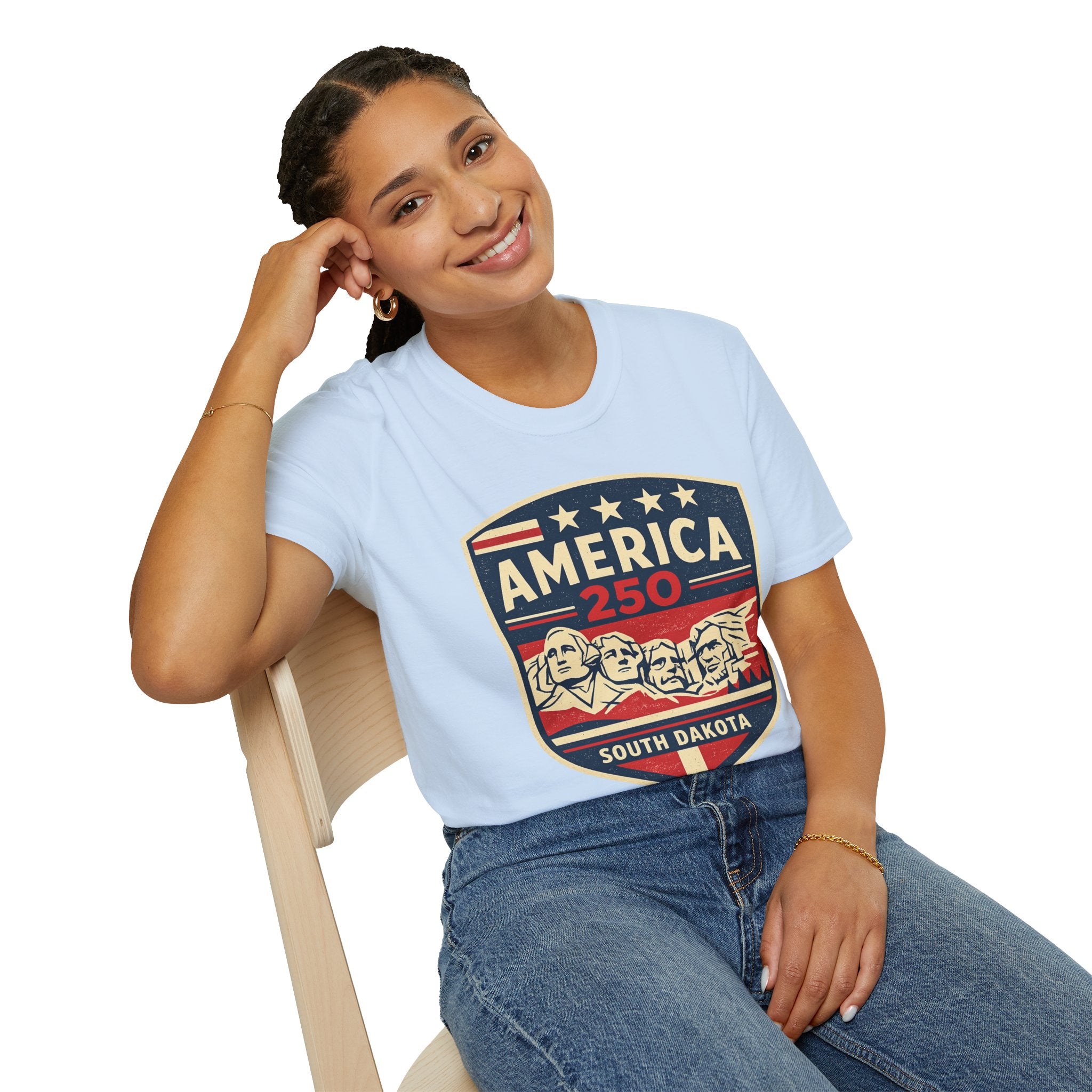 America 250 South Dakota Shirt — Retro Mount Rushmore USA Graphic Tee