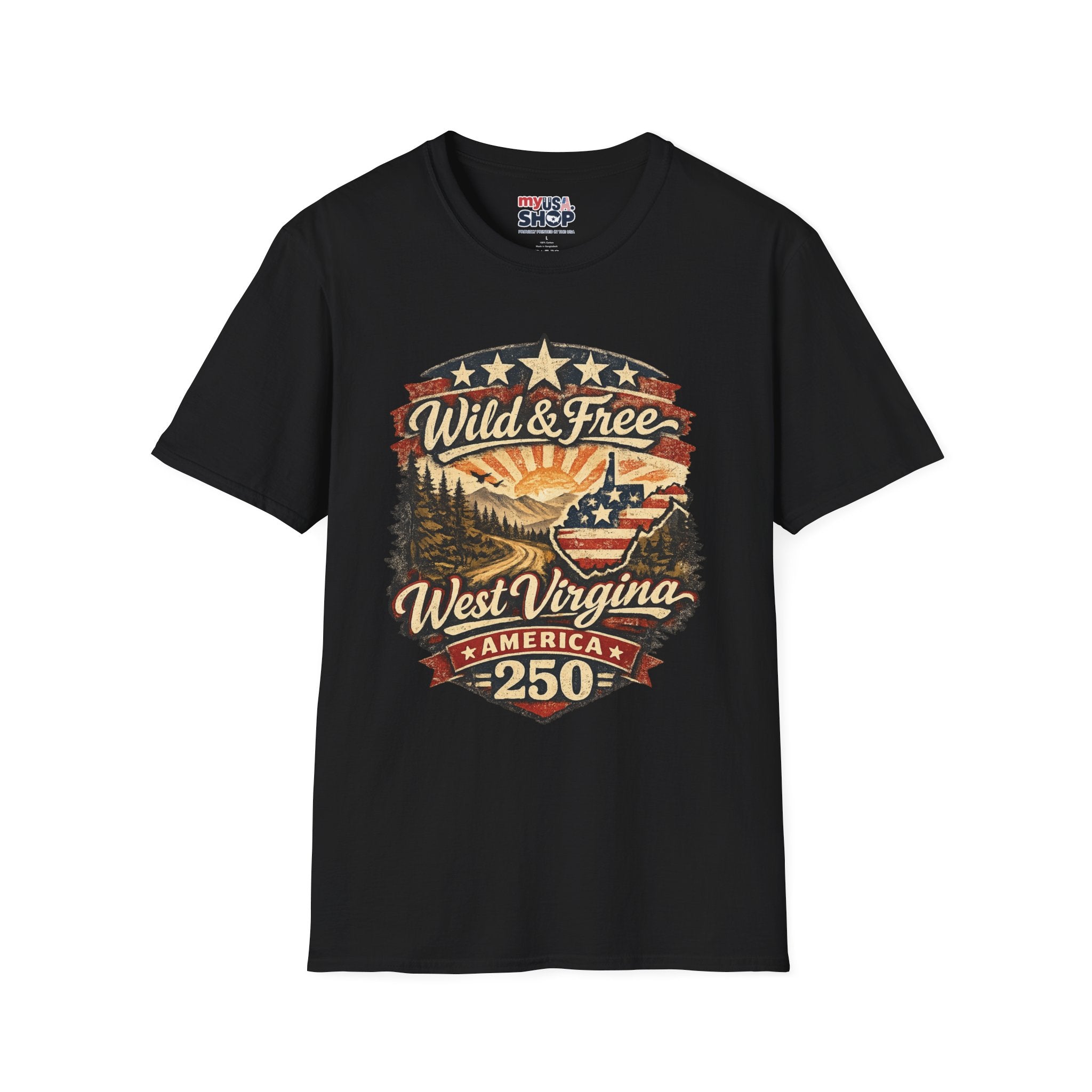 Wild & Free West Virginia T-Shirt — America 250 Mountain Sunset Tee