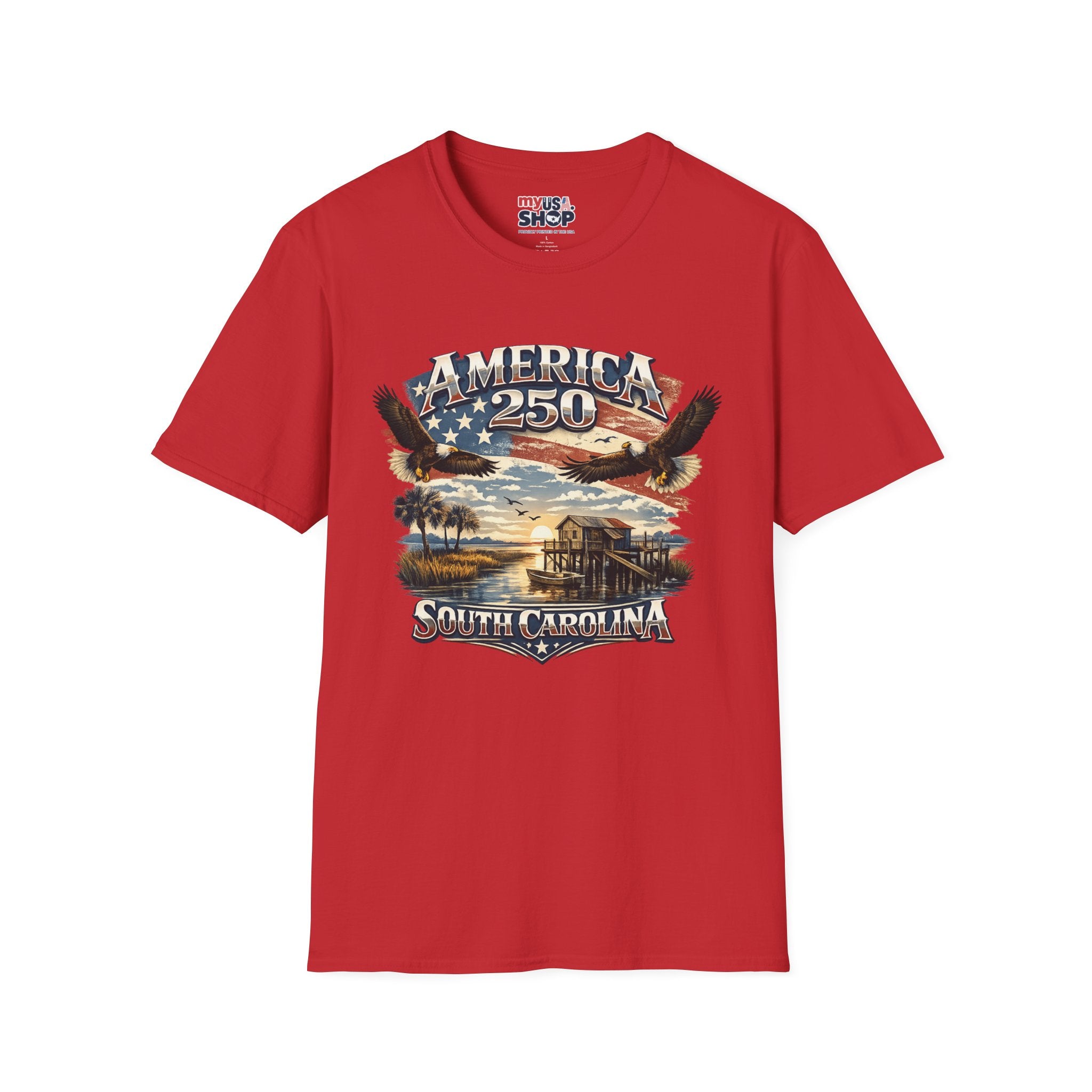 America 250 T-Shirt — South Carolina Patriotic Bald Eagles & Flag Graphic