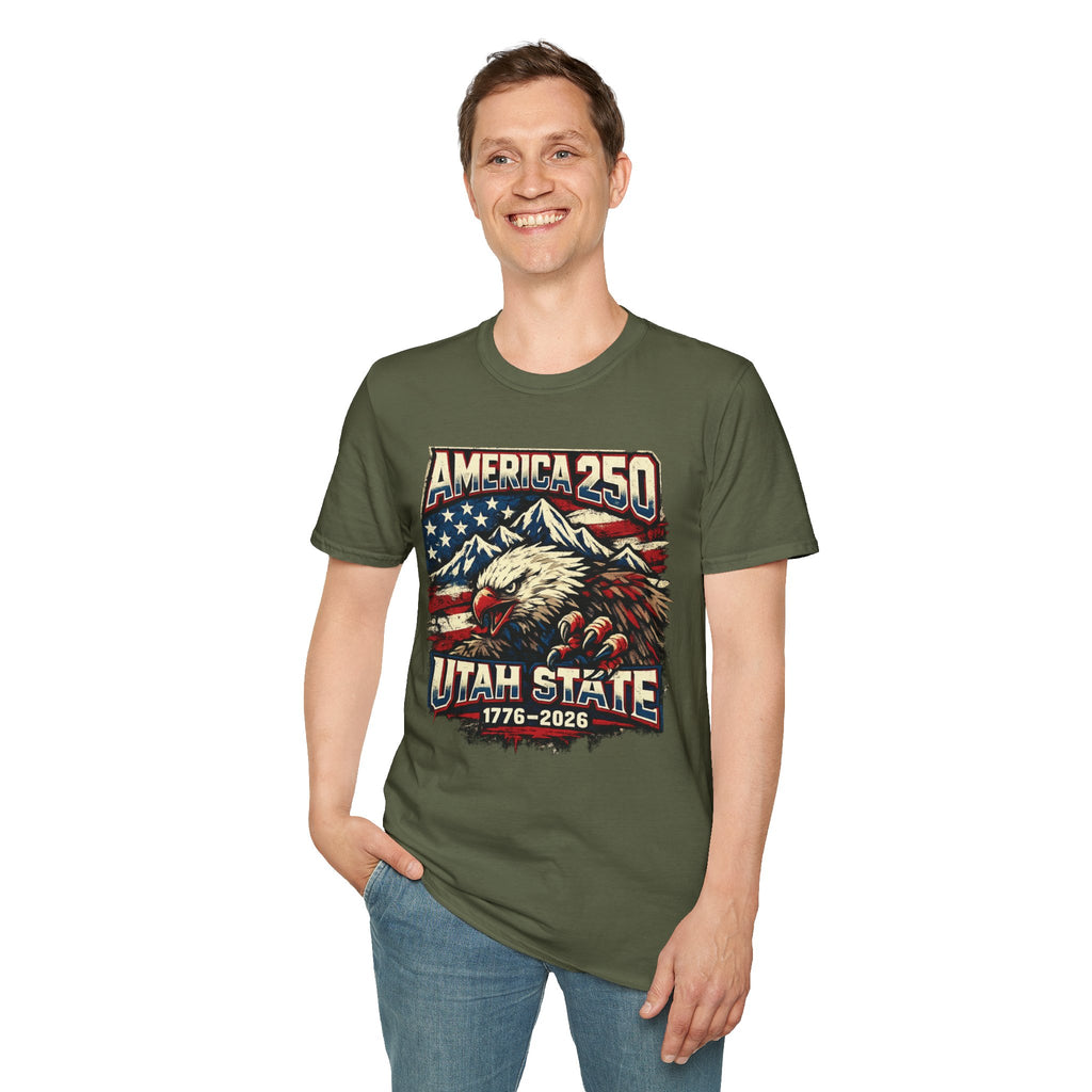 America 250 Utah State T-Shirt — Patriotic Eagle Mountain Graphic Tee