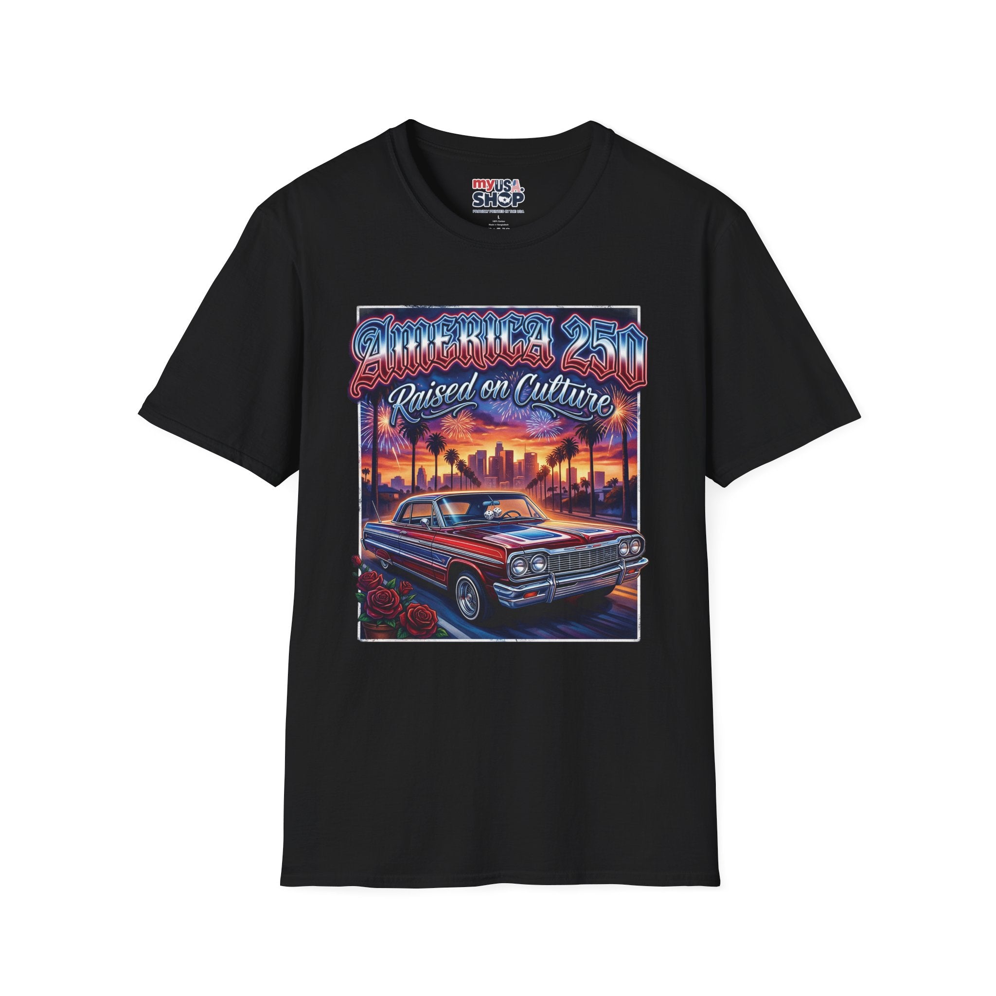 America 250 California "Raised on Culture" — Vintage Sunset Classic Car Patriotic