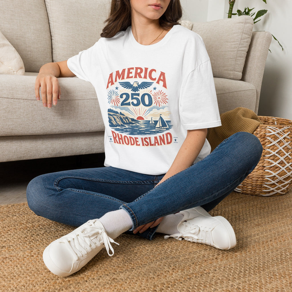 America 250 Rhode Island Shirt — Coastal Fireworks Patriotic Tee