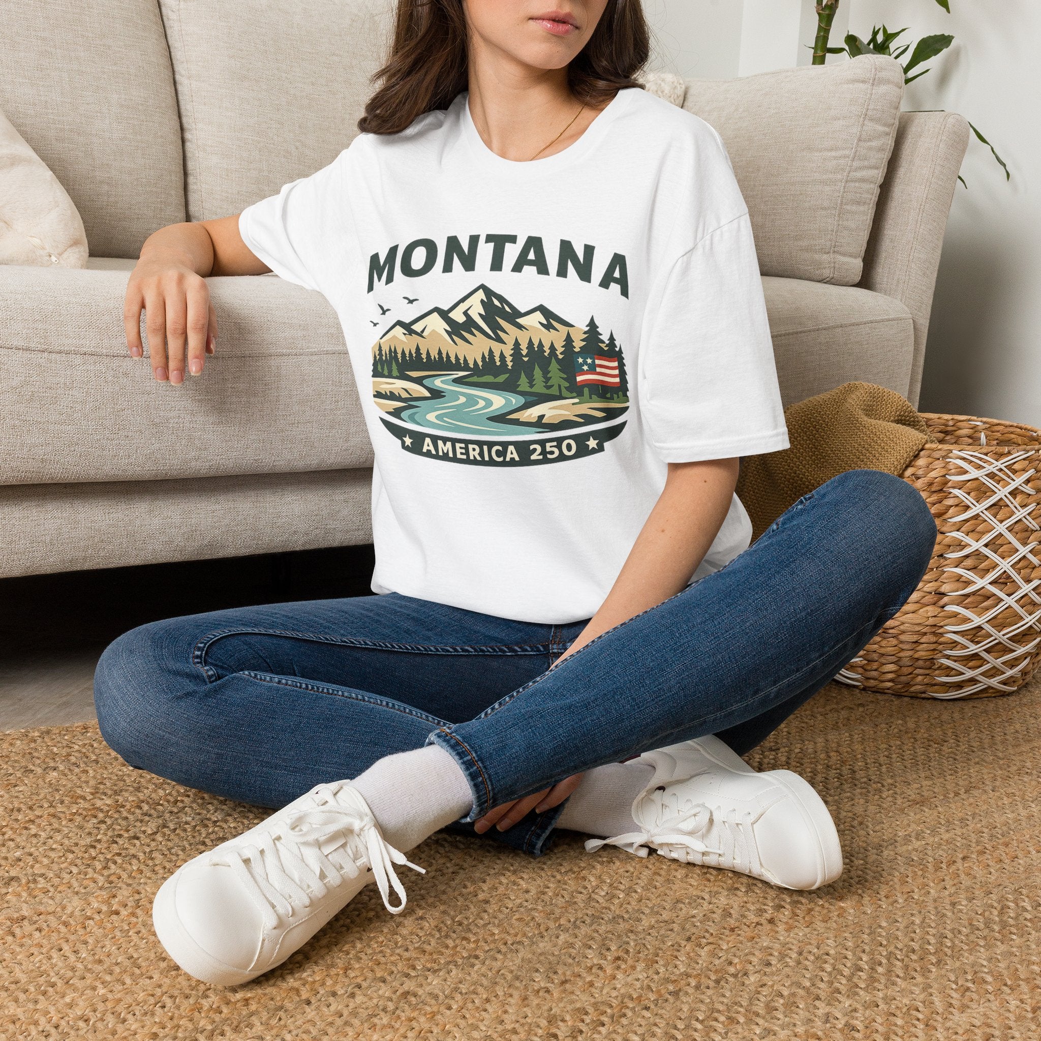 America 250 x Montana Mountain Scenic T-Shirt — Retro Nature Design