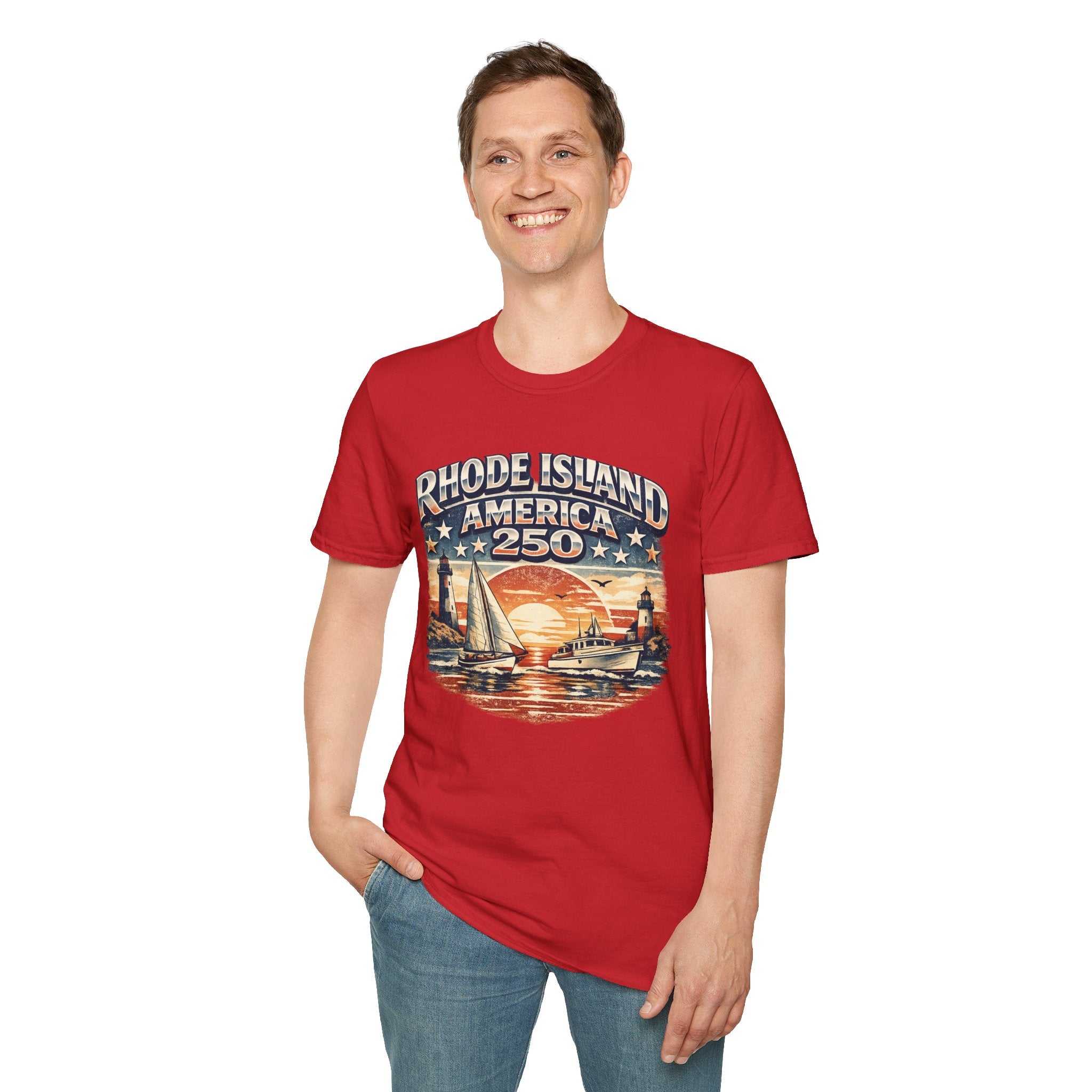 Rhode Island America 250 Shirt — Nautical Sunset Sailing Tee