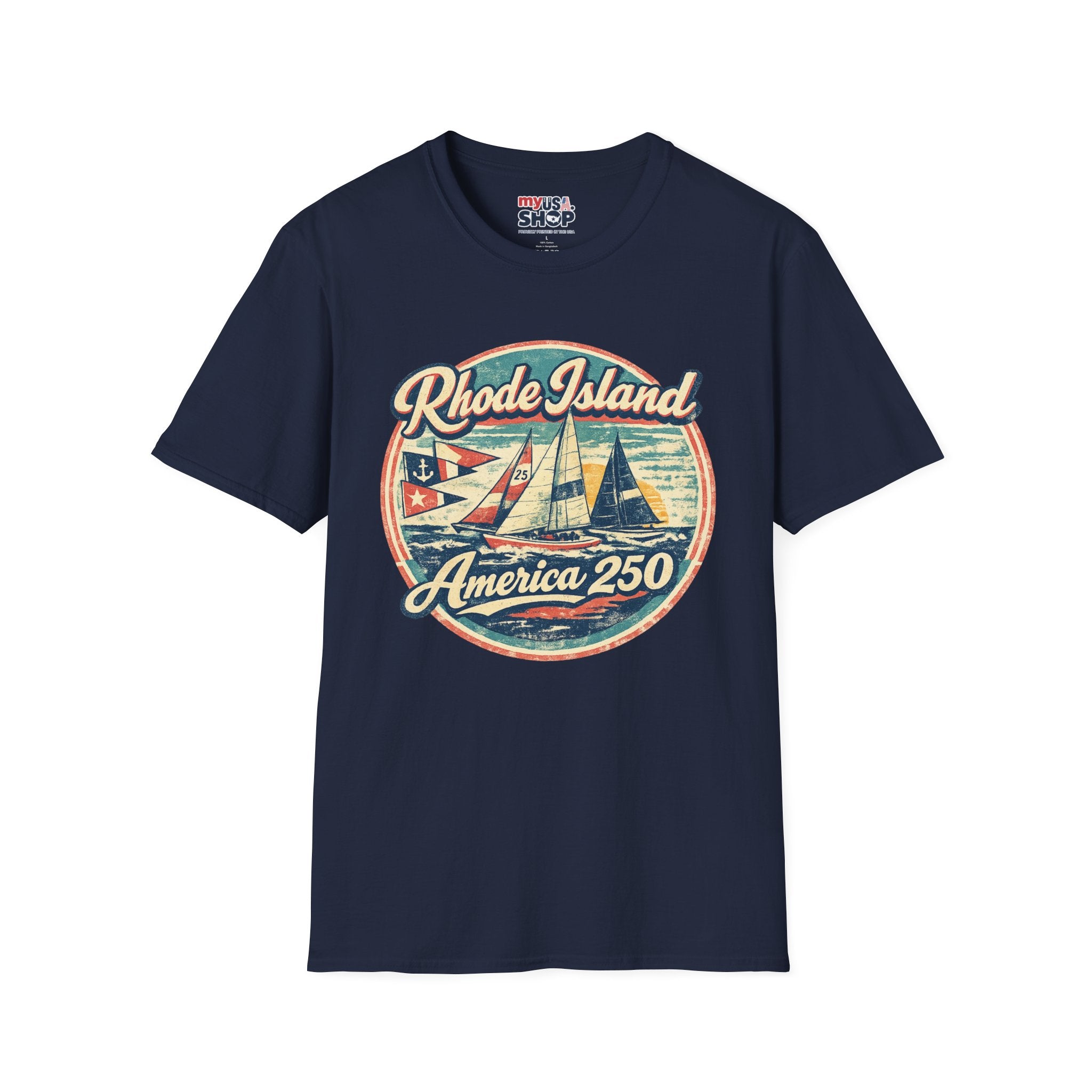 Rhode Island America 250 Shirt — Vintage Sailing Regatta Graphic Tee