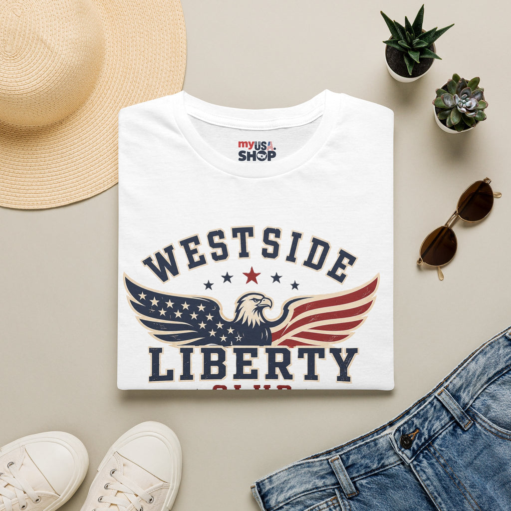 Westside Liberty Club T-Shirt — Patriotic Eagle America 250 Graphic Tee