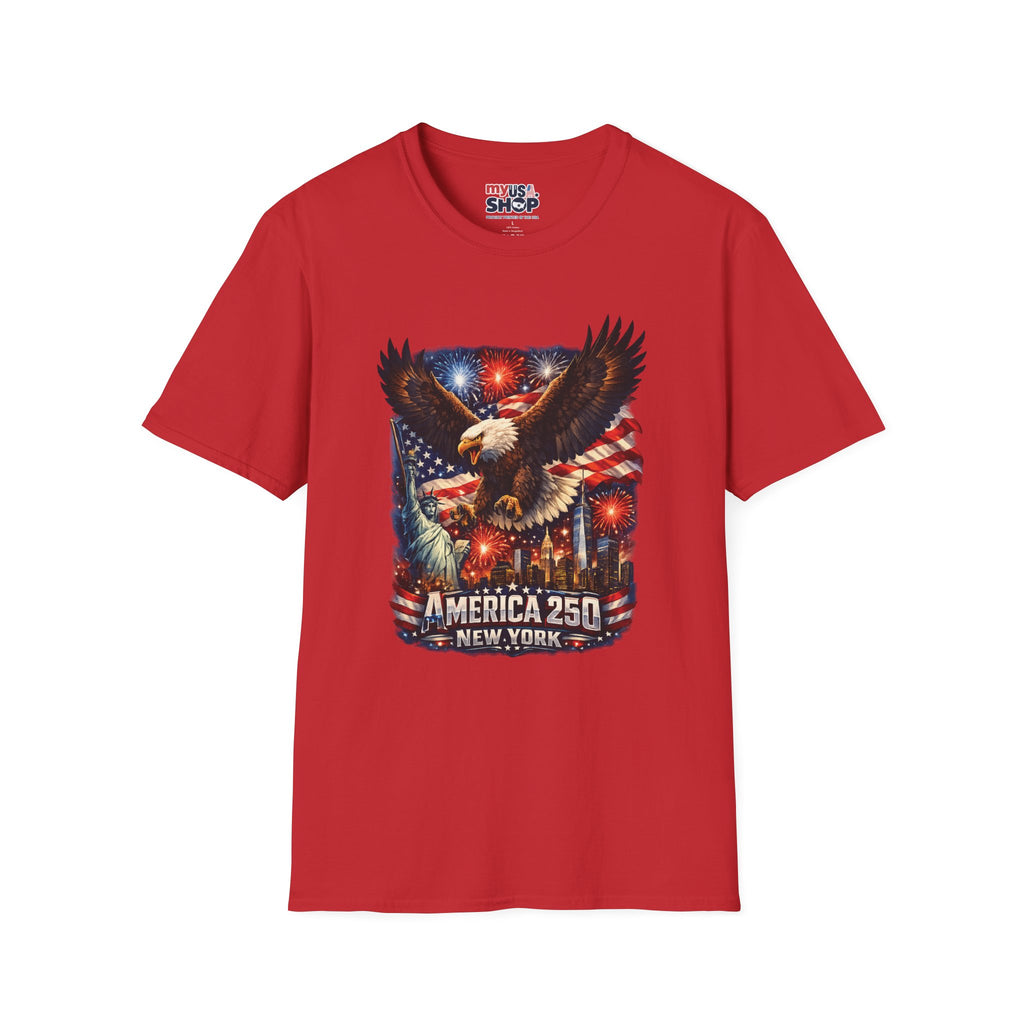 America 250 Patriotic Eagle T-Shirt — New York Fireworks Design