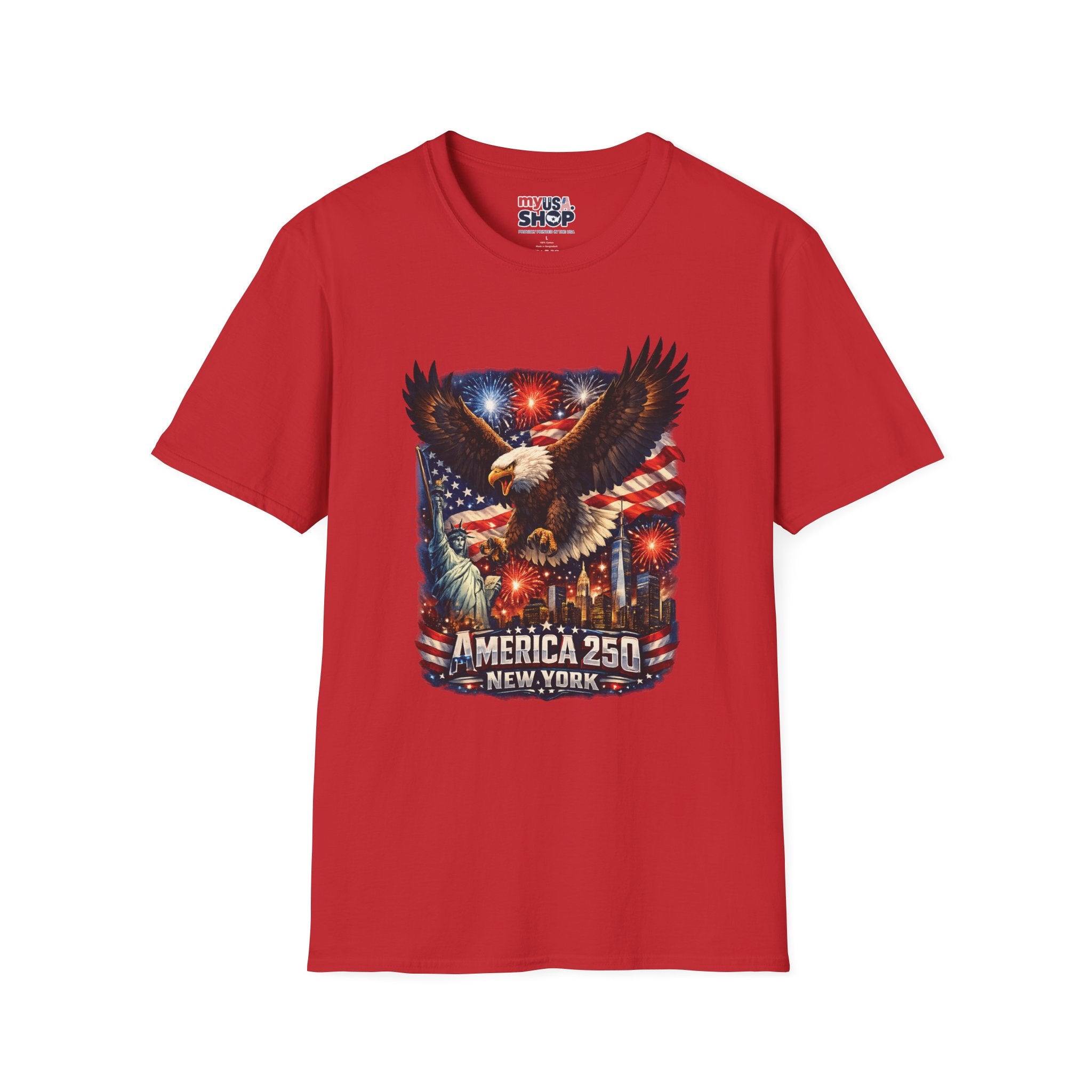 America 250 Patriotic Eagle T-Shirt — New York Fireworks Design