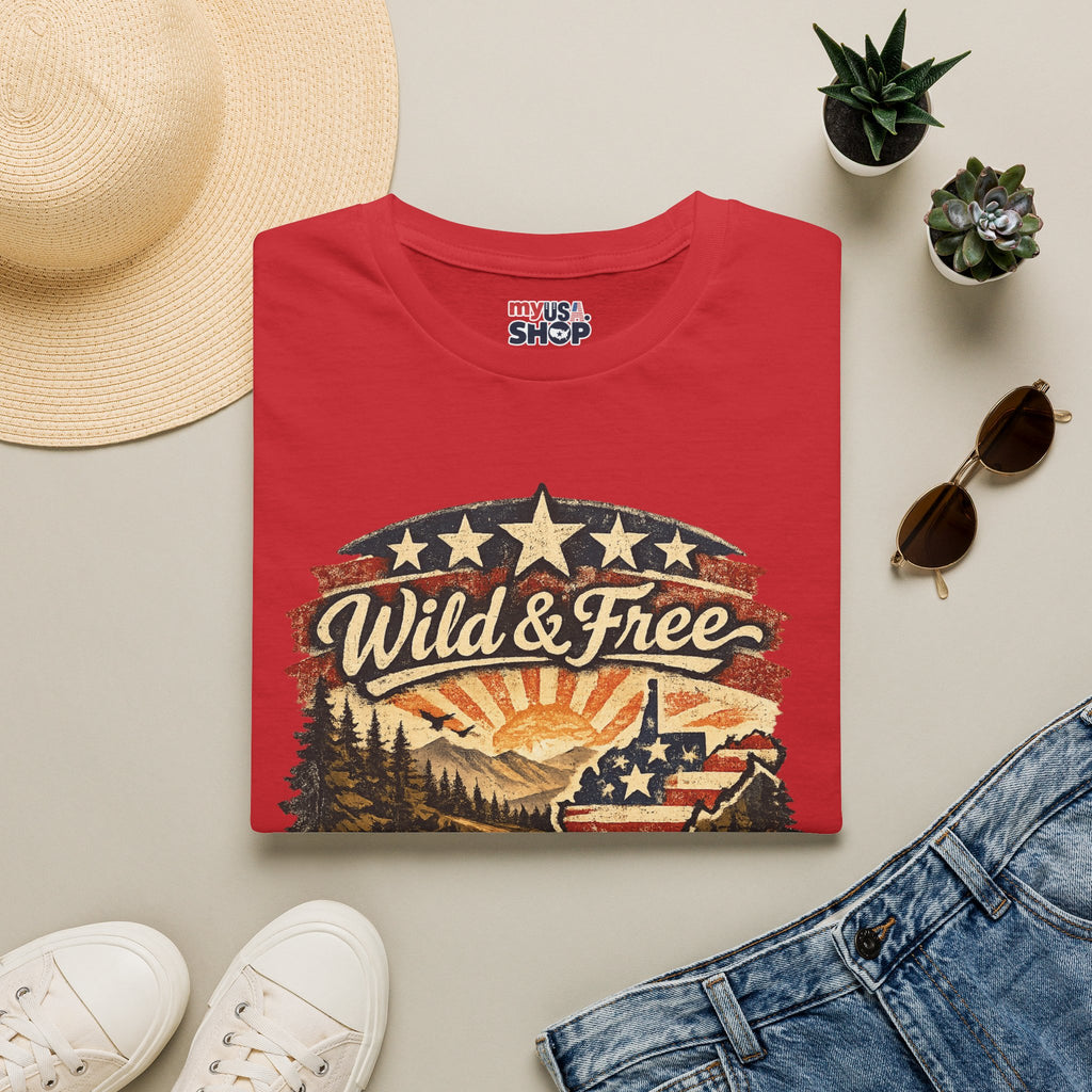 Wild & Free West Virginia T-Shirt — America 250 Mountain Sunset Tee