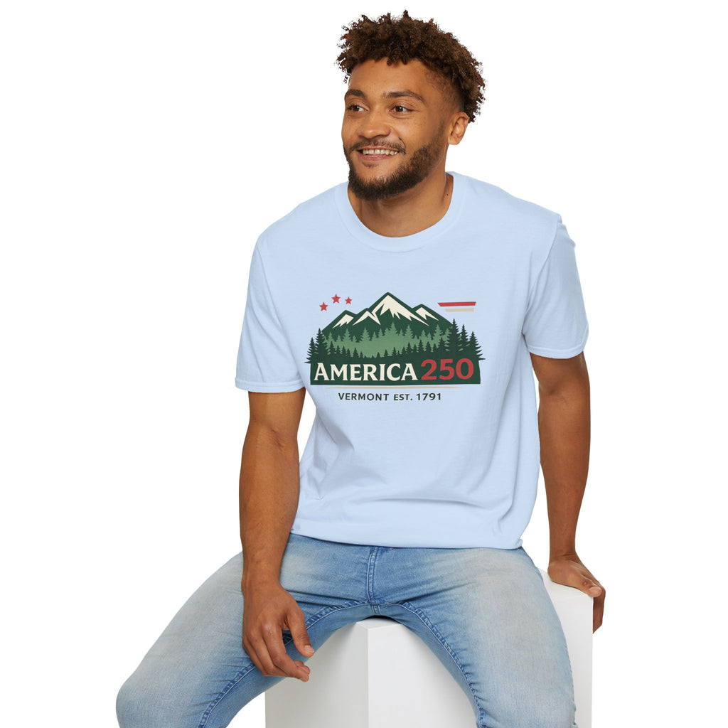America 250 Mountain T-Shirt — Vermont 1791 Celebration Tee